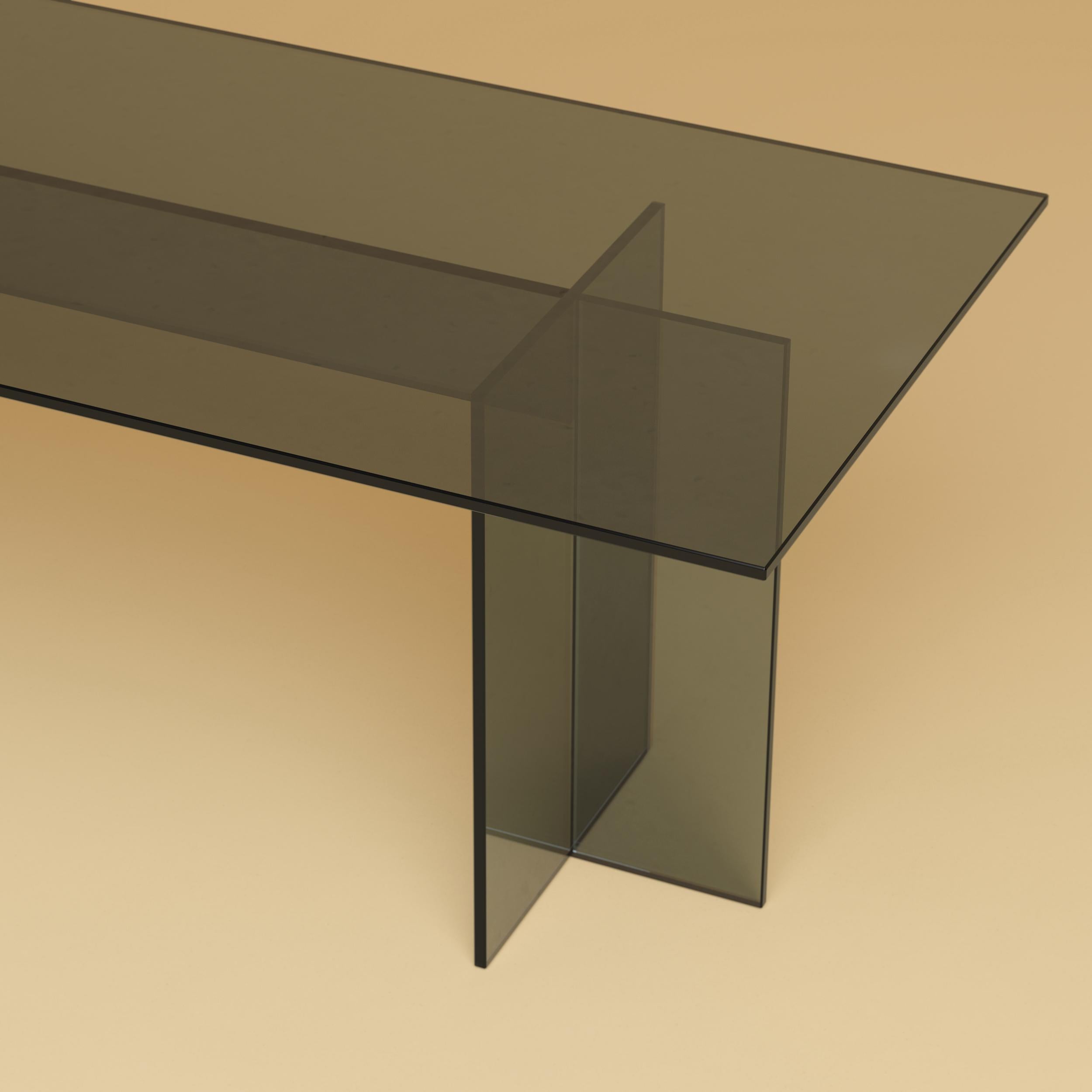 Moderne Table de salon en verre premium - fumée en vente