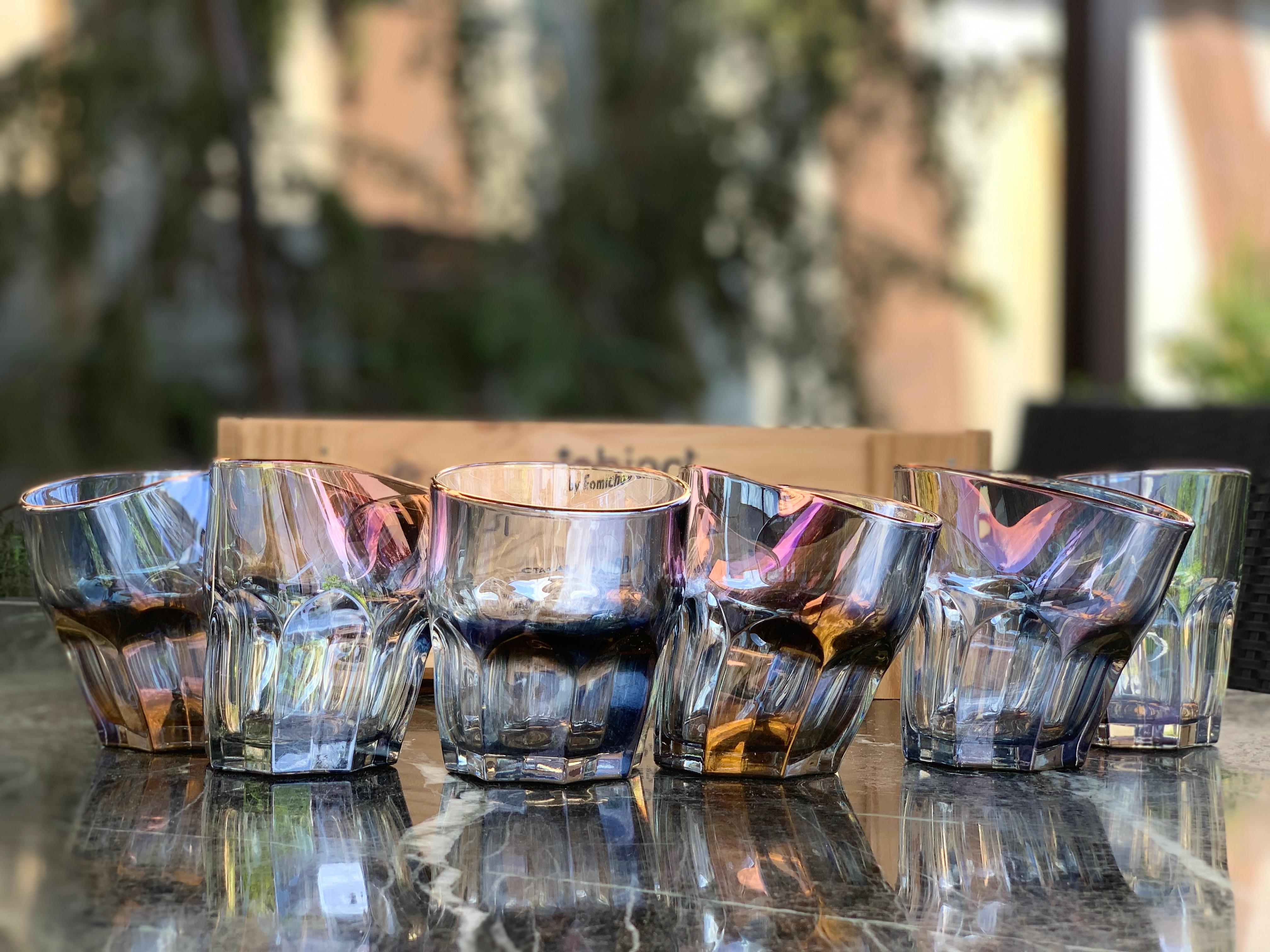 Premium Holographic Rocks Glass 6er Set in der Geschenkbox (Moderne) im Angebot