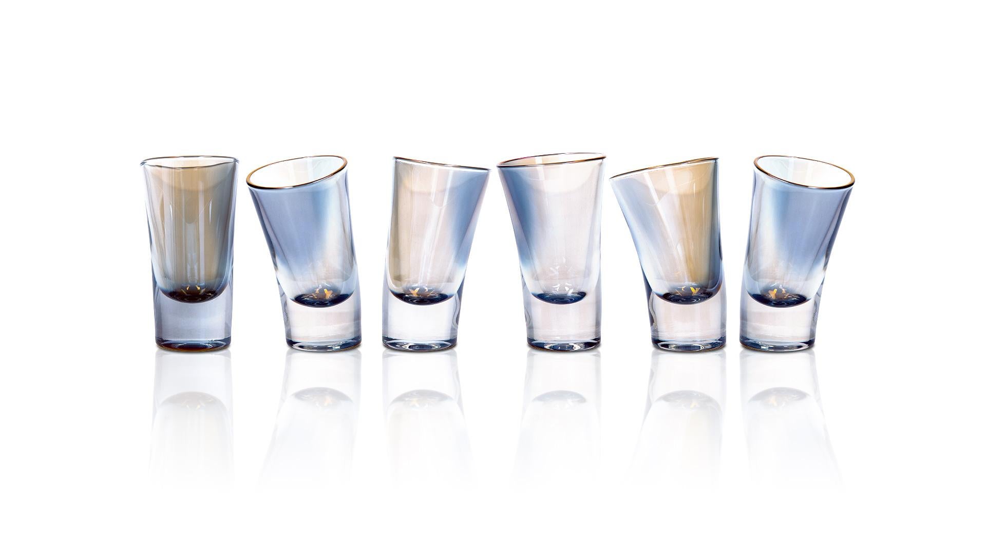 Premium Holographic Tall Shot Glass 6er-Set in der Geschenkbox (Ukrainisch) im Angebot