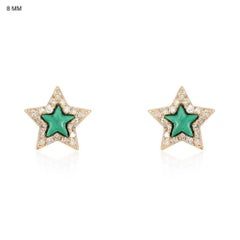 Premium Lapis 14K (or 18k upon request) Yellow Gold Diamond Stud Earrings