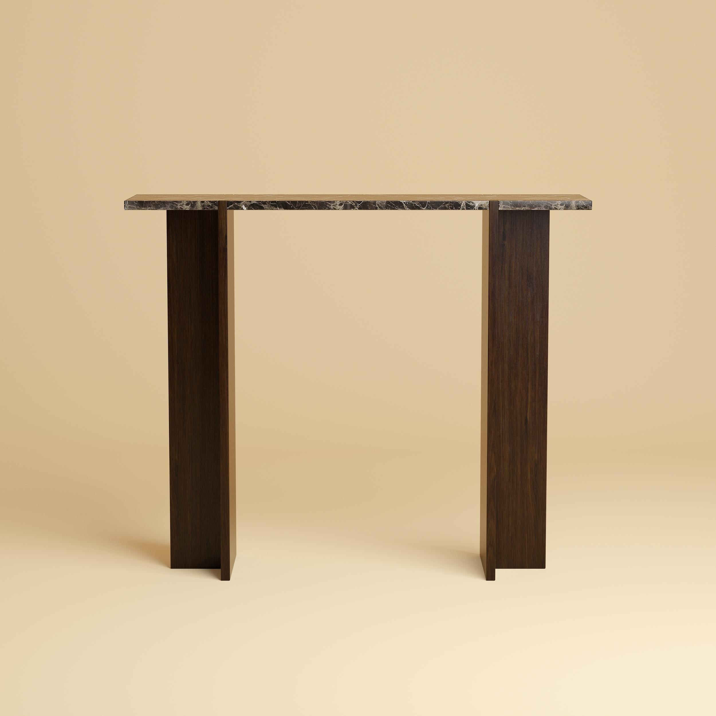 Premium Konsolentisch aus Marmor und Eiche - Emperador Dark Brown (Italienisch) im Angebot