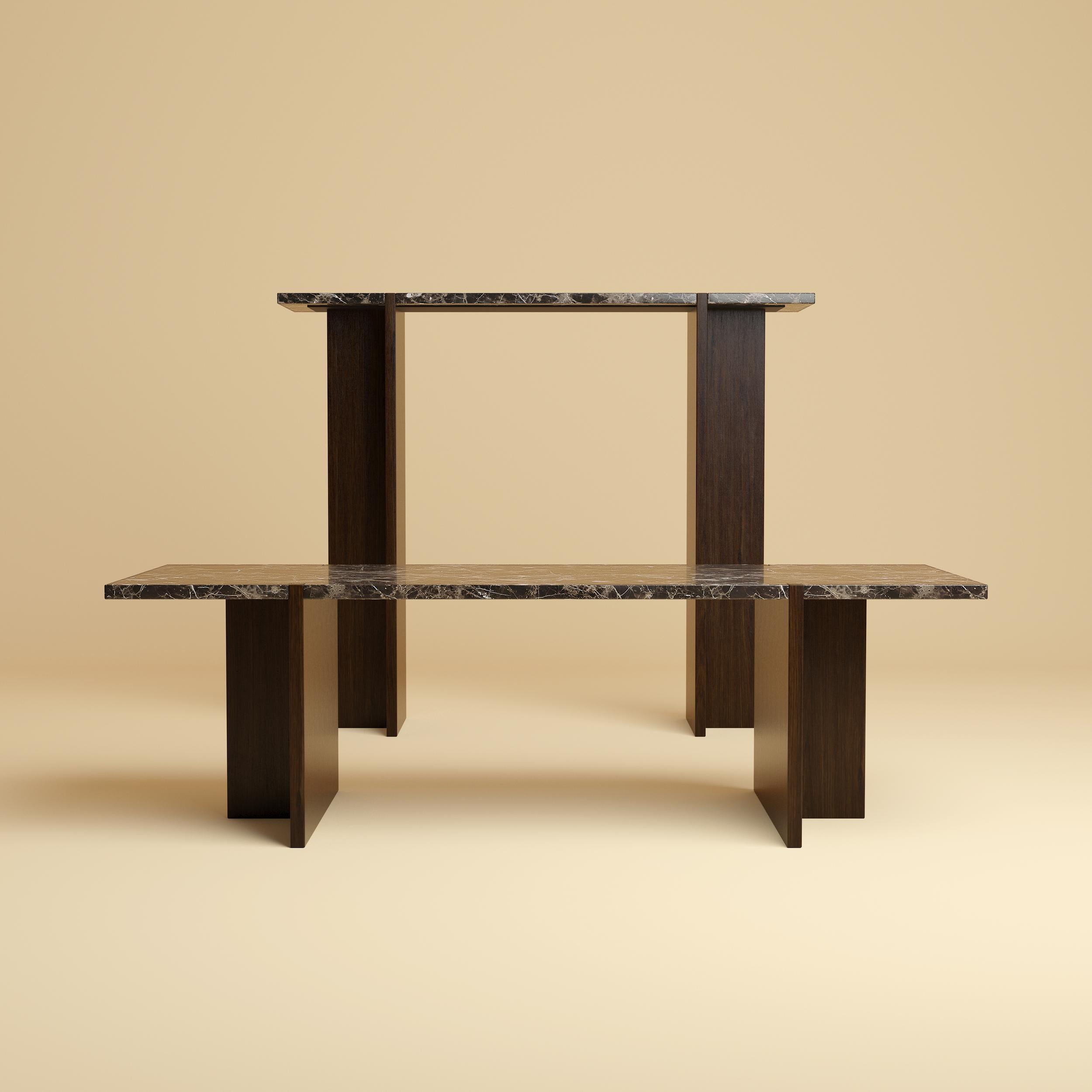 Premium Konsolentisch aus Marmor und Eiche - Emperador Dark Brown im Zustand „Neu“ im Angebot in Lentate Sul Seveso, IT
