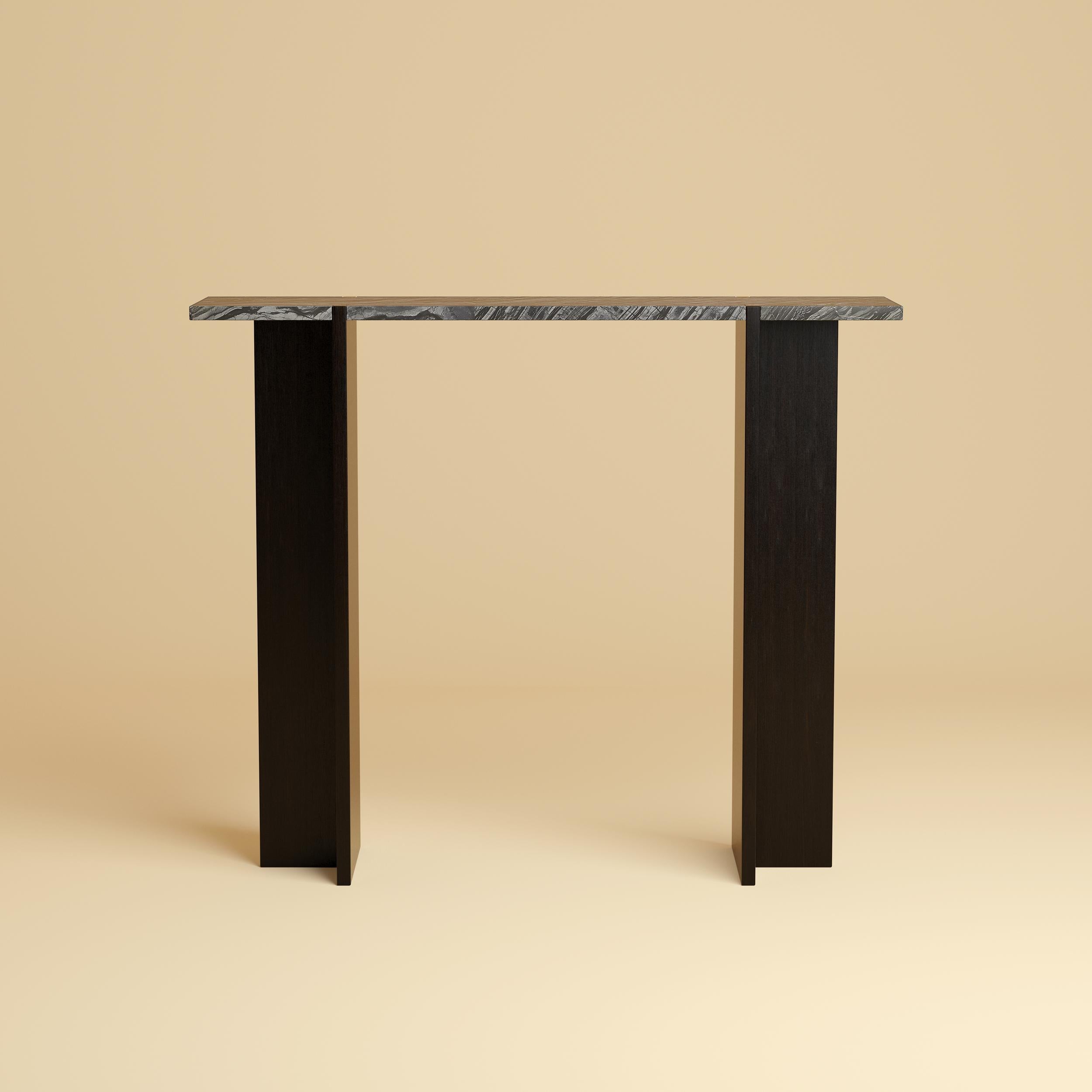 Premium Marble and Oak Console Table - Kenya Black Marble In New Condition For Sale In Lentate Sul Seveso, IT
