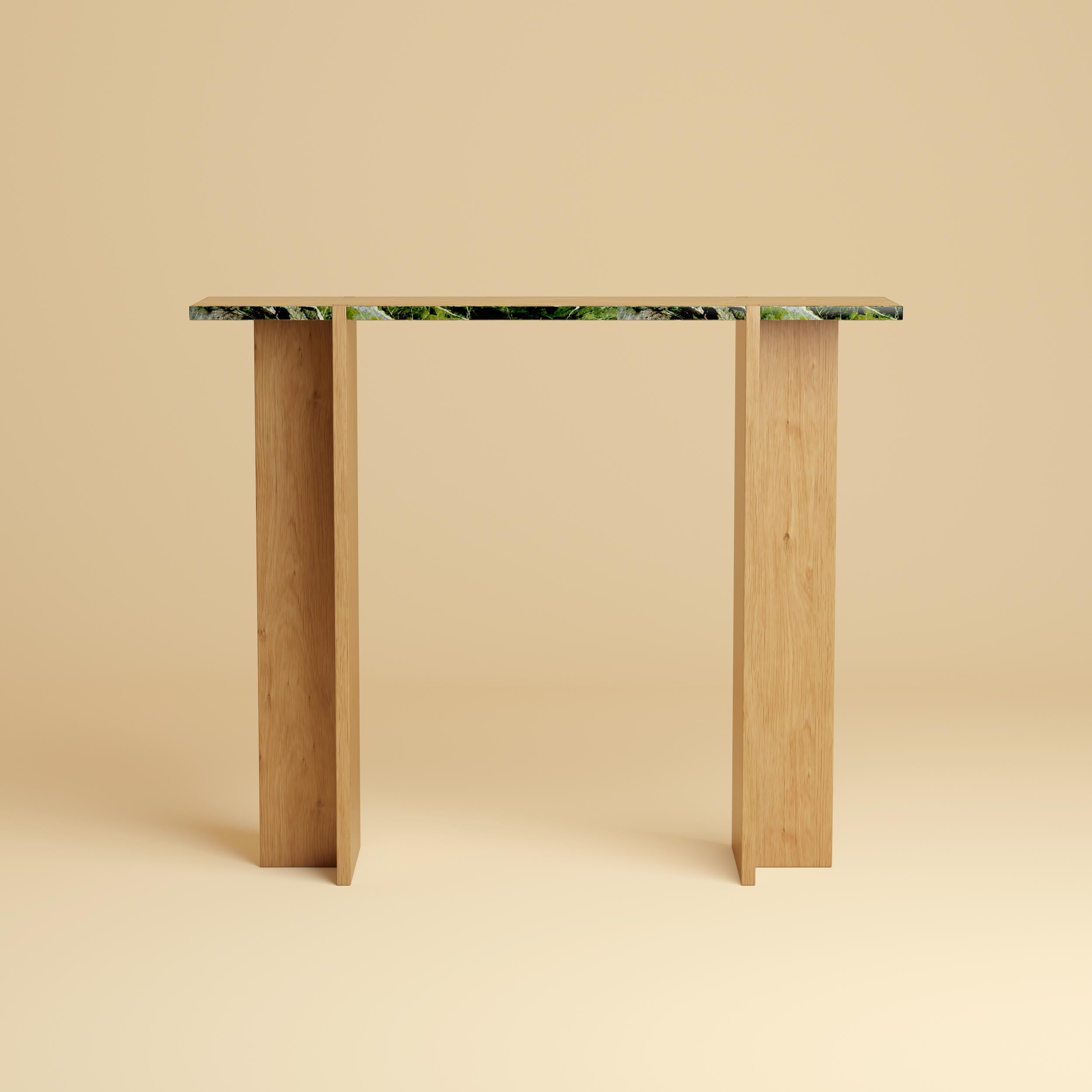 Premium-Konsolentisch aus Marmor und Eiche - Verde Tifone Grün (Moderne) im Angebot