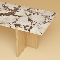 Premium Marble and Oak Lounge Table - Calacatta Violet