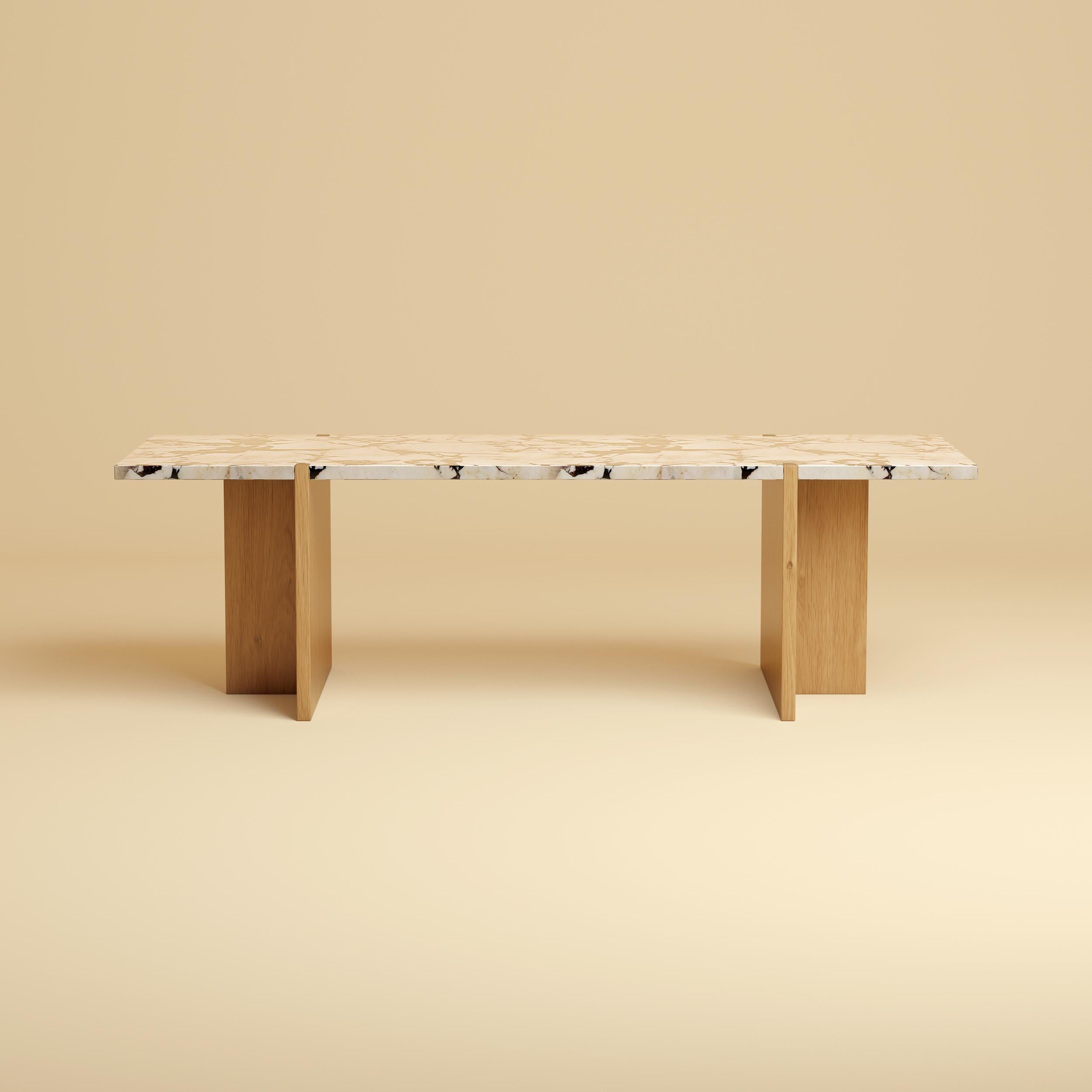 Modern Premium Marble and Oak Lounge Table - Calacatta Violet For Sale