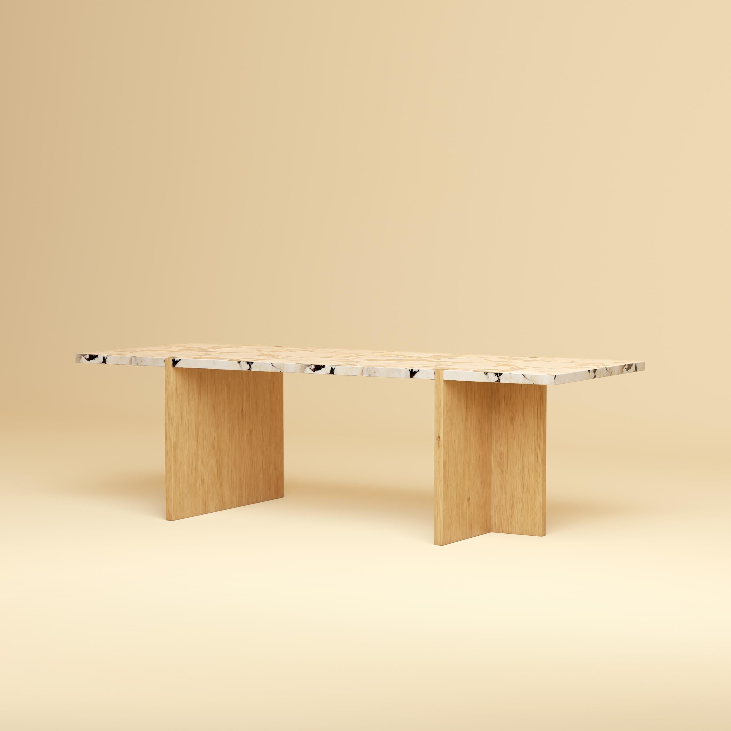Italian Premium Marble and Oak Lounge Table - Calacatta Violet For Sale