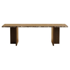 Premium Marble and Oak Lounge Table - Emperador Dark Brown