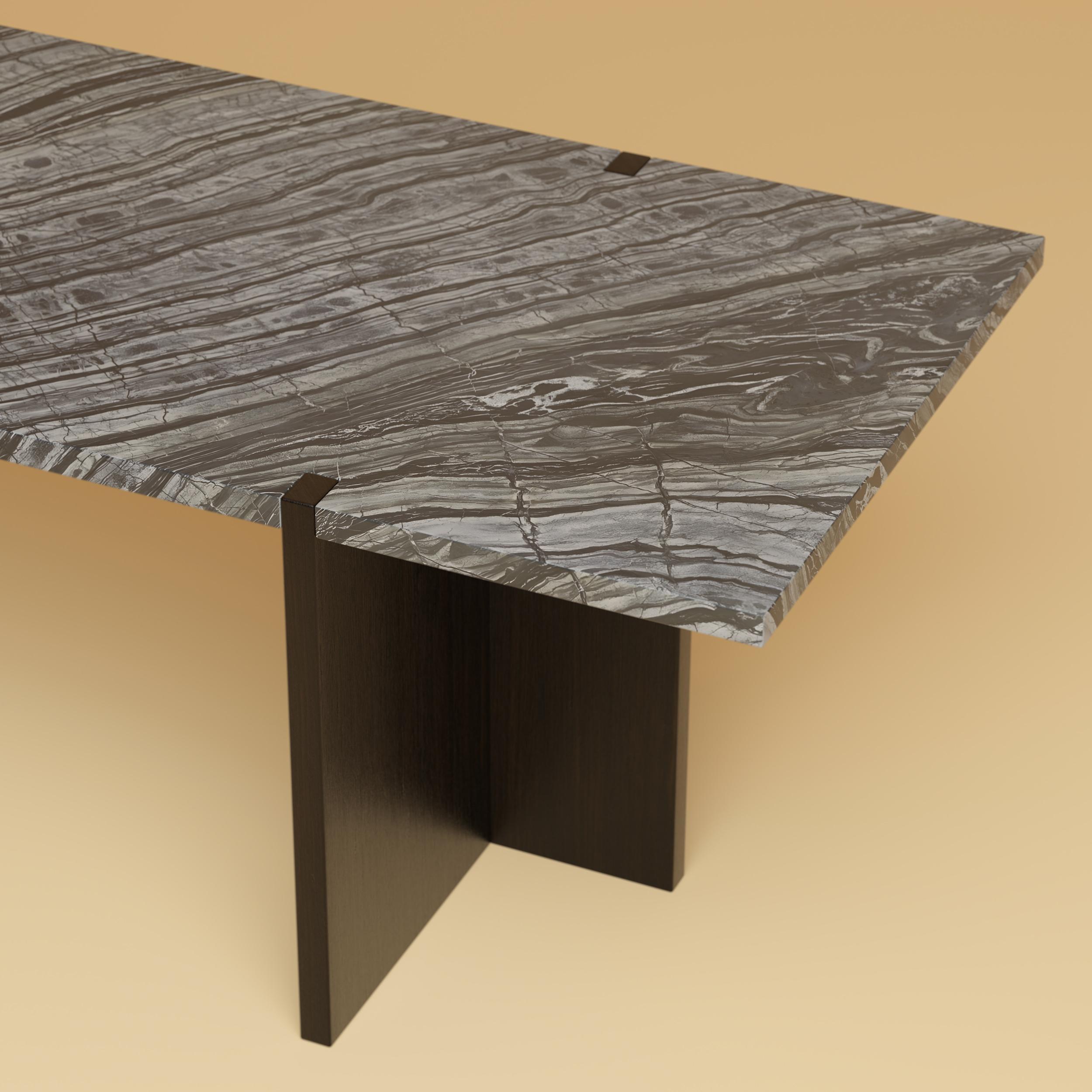 Mesa Palm Lounge de Lebanto - Lujoso mármol o travertino con detalle de roble entrelazado

La Mesa Lounge Palm de Lebanto es una obra maestra del diseño moderno y la artesanía italiana, con un lujoso tablero de mármol o travertino y patas de roble