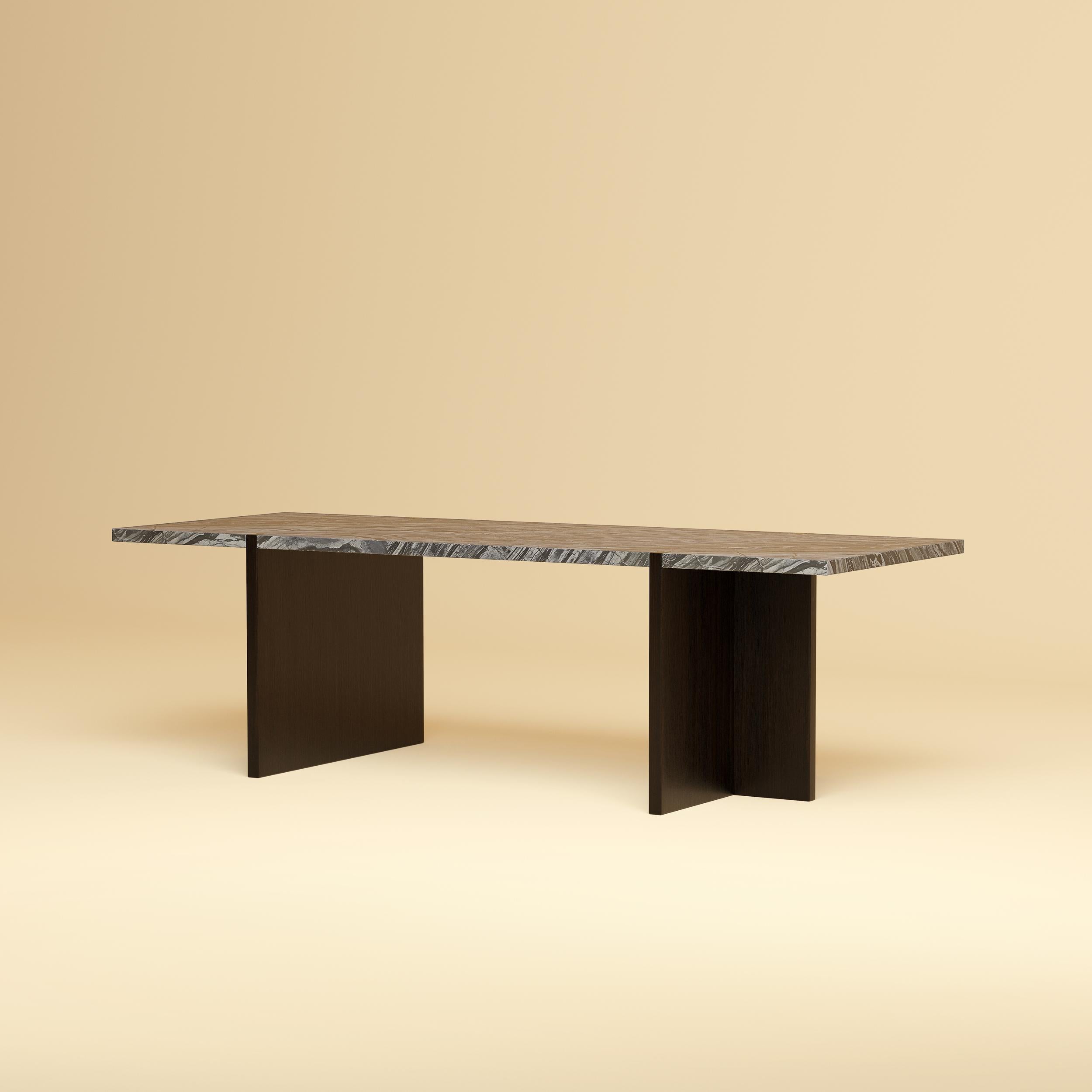 Mesa de salón Premium de Mármol y Roble - Mármol Negro Kenia Italiano en venta