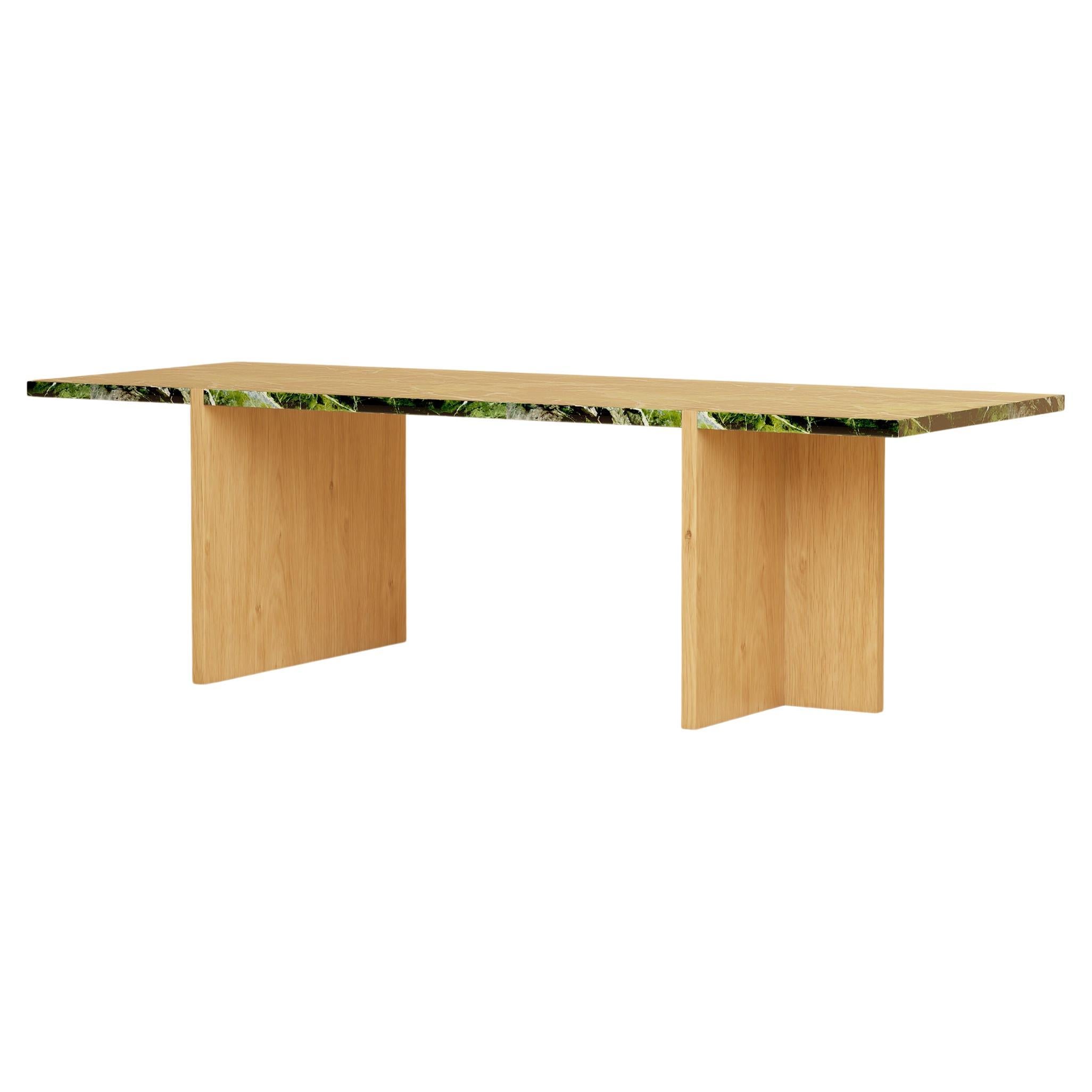 Premium-Loungetisch aus Marmor und Eiche - Verde Tifone Grün