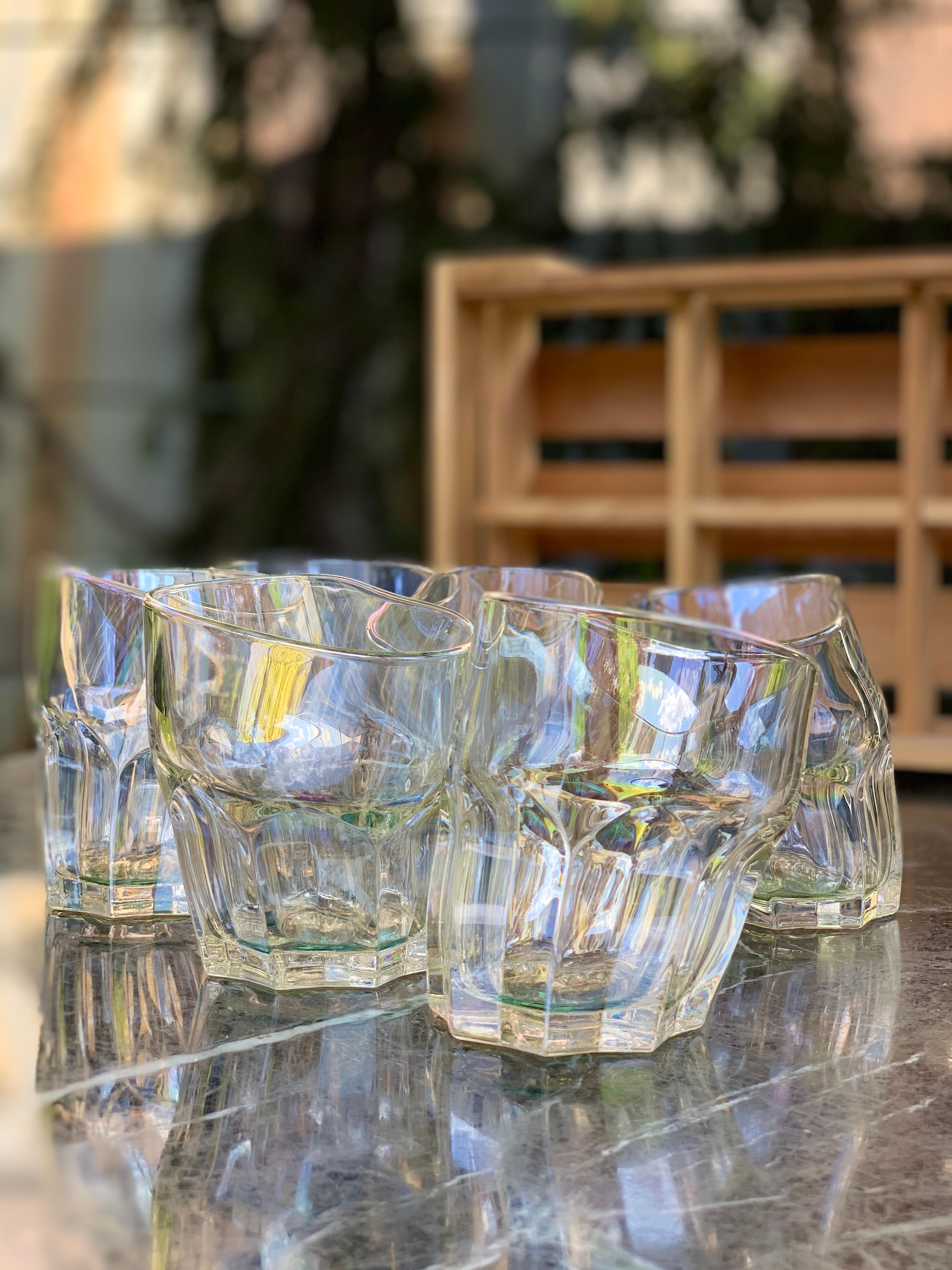 Premium Pearlescen Rocks Glass 6er Set in der Geschenkbox (Moderne) im Angebot