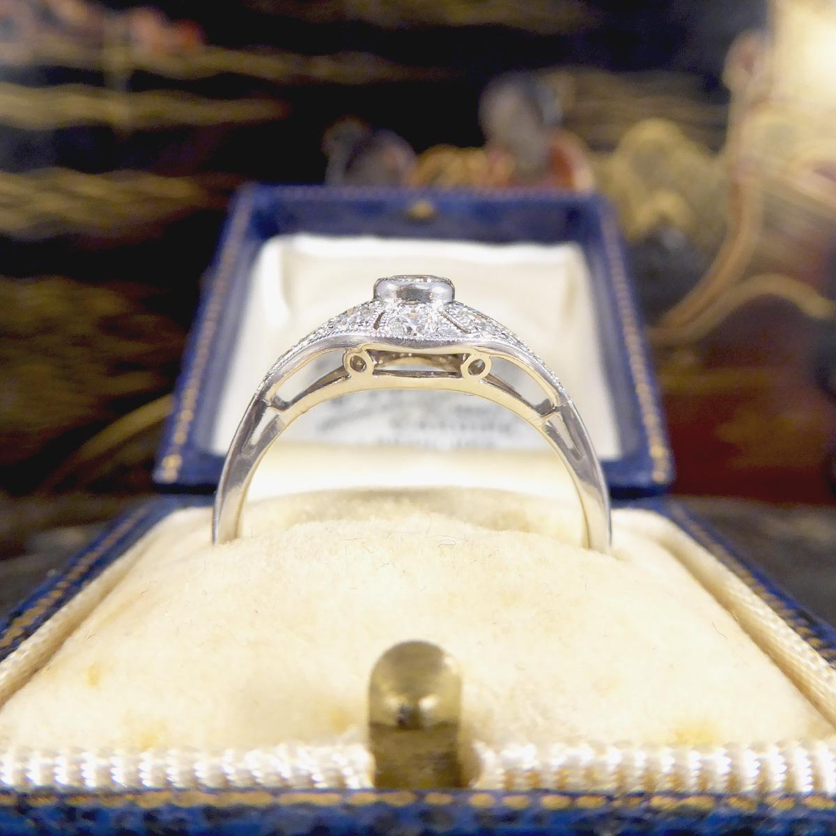 Premium Period Art Deco Replica 0.45ct Diamond Ring in 18ct White Gold For Sale 4
