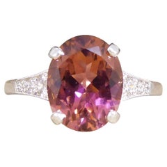 Premium Period Deco Replica 2.38ct Pink Tourmaline Diamond Ring 18ct White Gold