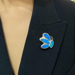 Premium Quality Australian Four Opal Doublet Brooch in Sterling Silver