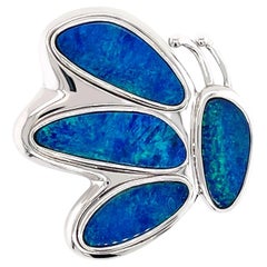 Australische Vier-Opal-Doppelt-Brosche in Sterlingsilber in hochwertiger Qualität