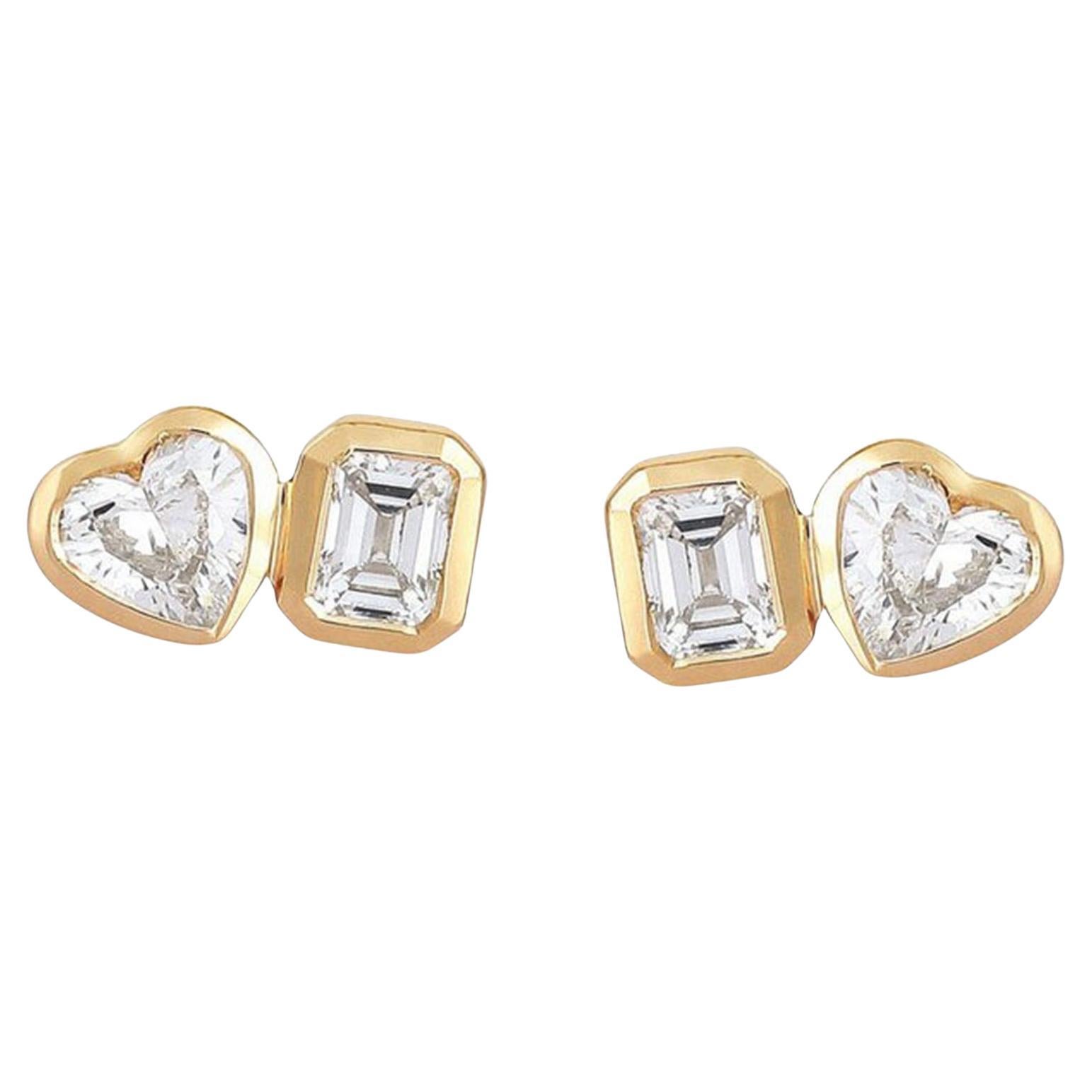 Premium Sapphire 14K (or 18k upon request) Yellow Gold Diamond Stud Earrings For Sale