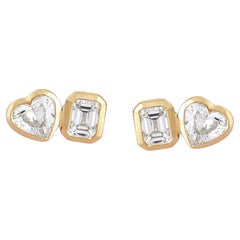 Premium Sapphire 14K (or 18k upon request) Yellow Gold Diamond Stud Earrings