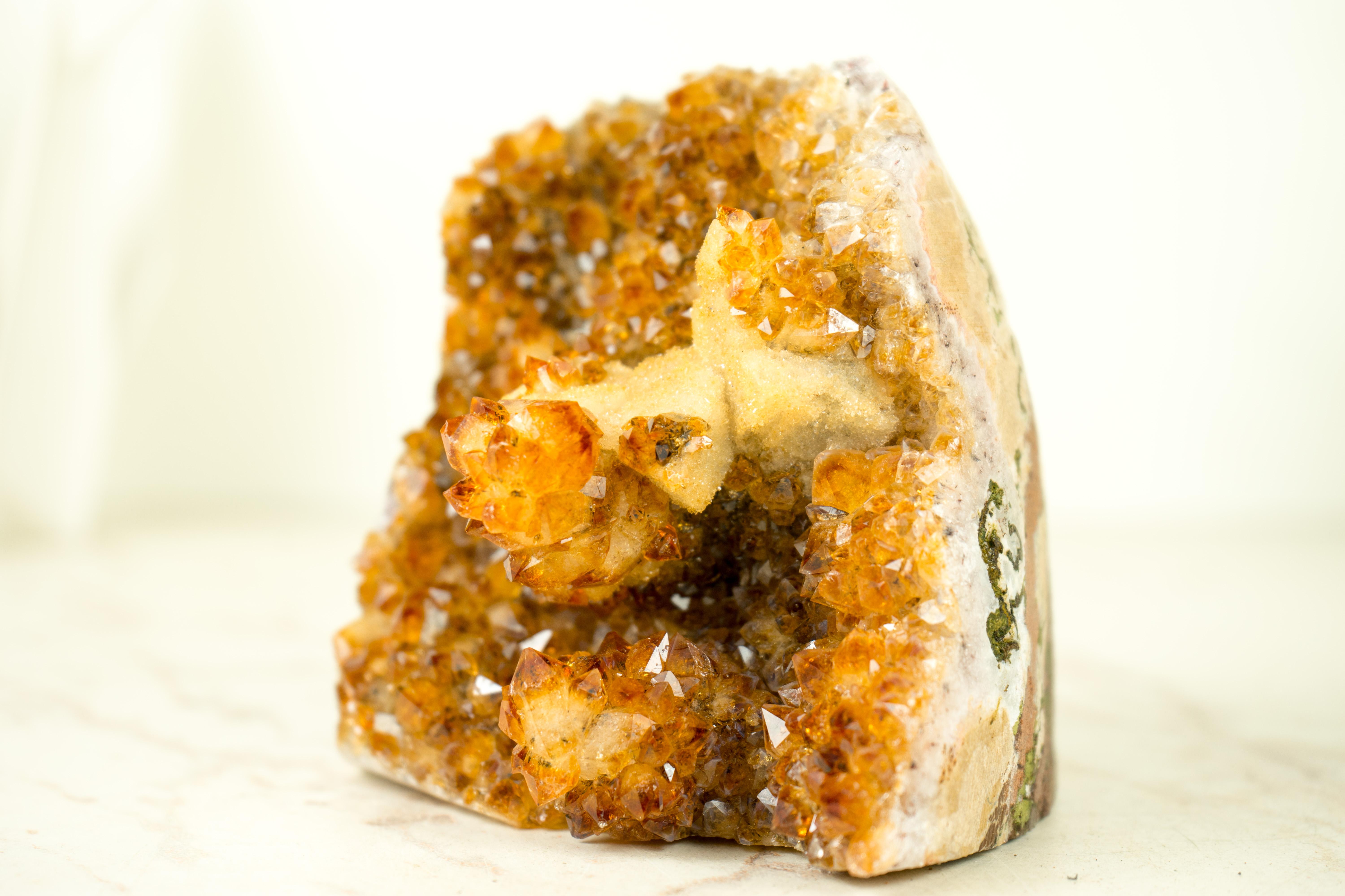 Premium Small Citrine Cluster with Stalactite Flower, with Rare Calcite & Druzy For Sale 2
