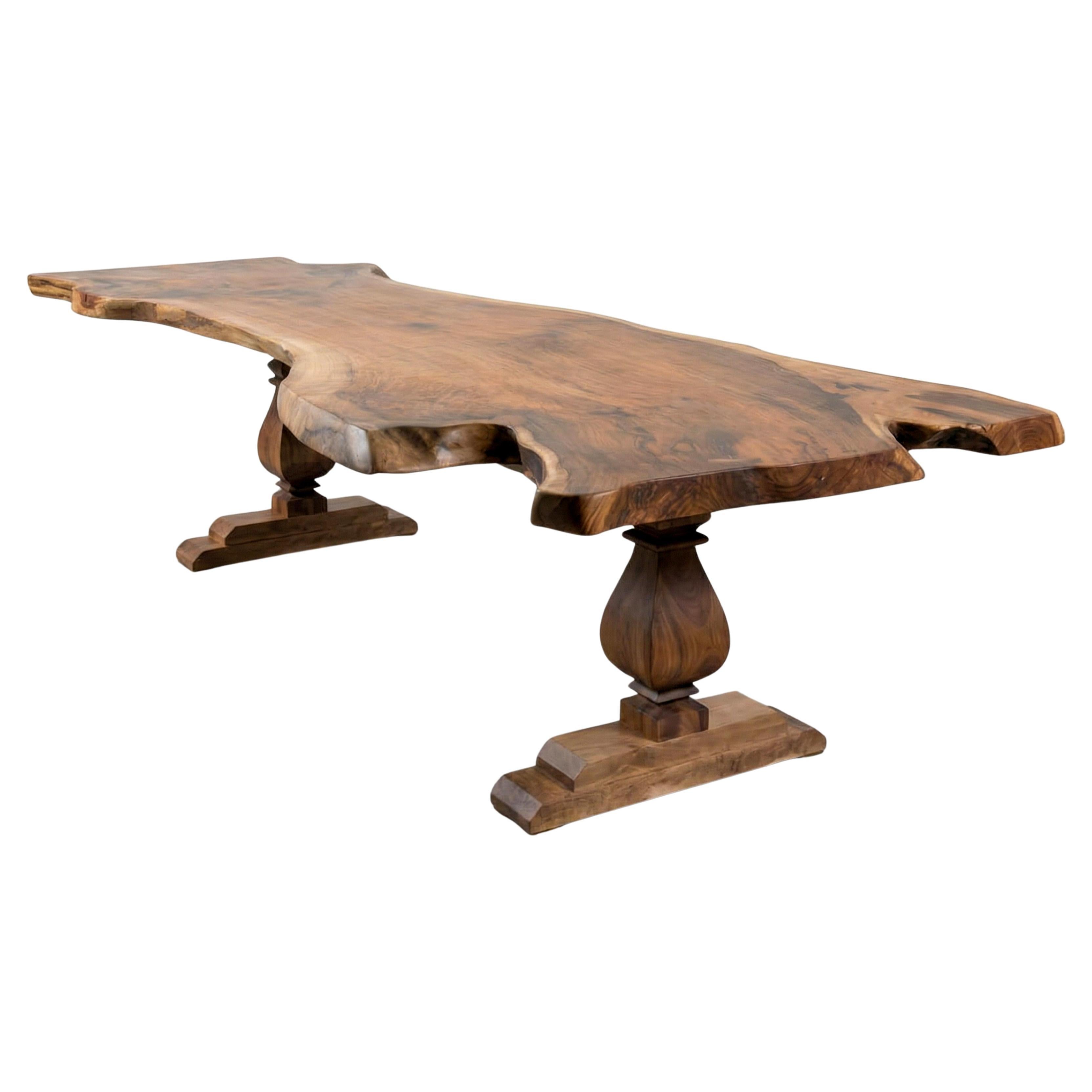 Premium Wood Live Edge Walnut Rustic Dining Table, Solid Wood Kitchen Table For Sale