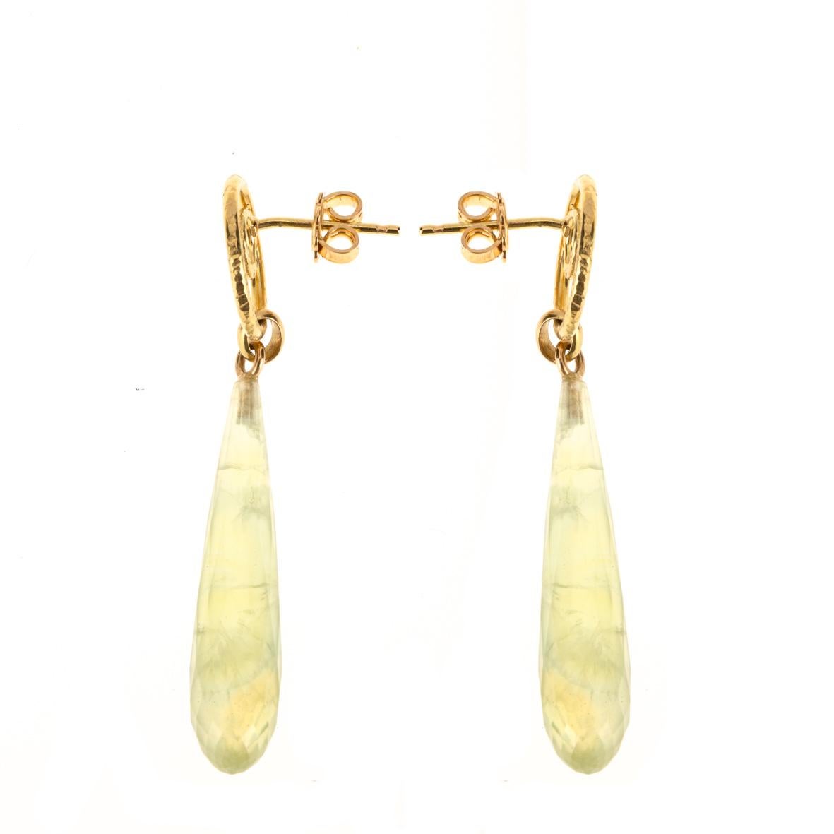 Artisan Prenithe 18 Karat Gold Drop Earrings For Sale