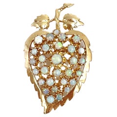 Preowned 14K Yellow Gold Brooch Pin / Pendant with Opals Circa 1960s
