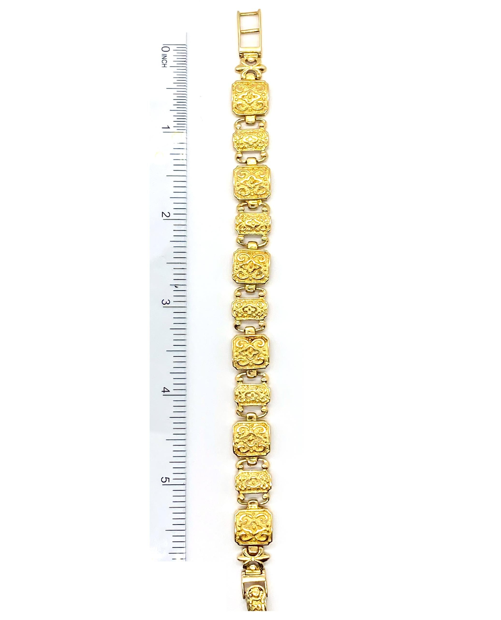 Gebrauchtes Quadratisches Gliederarmband aus 14K Gelbgold im byzantinischen Stil Damen im Angebot