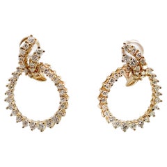 Preowned 14K Yellow Gold Open Circle Diamond Earrings