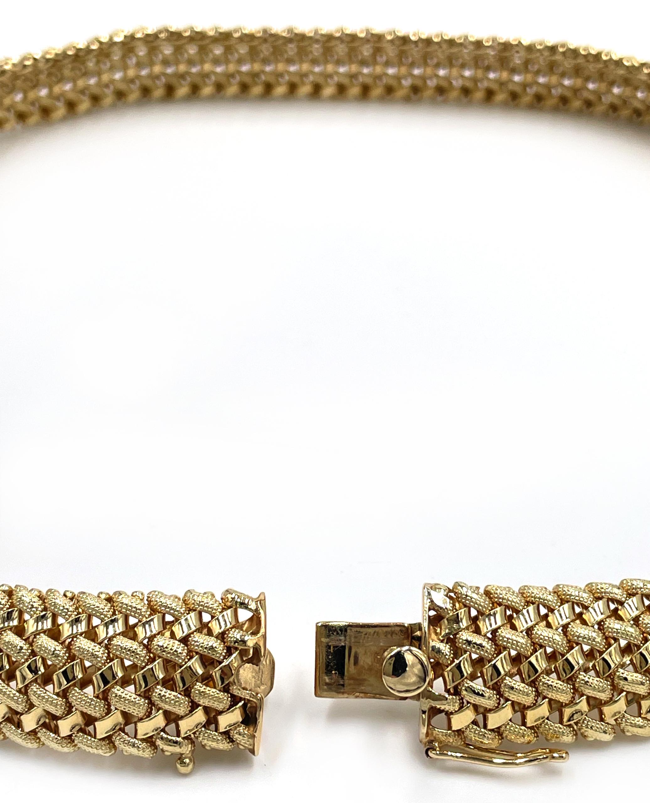 Preowned 14K Gelbgold Breite gewebte Halsband Halskette Damen