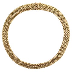 Preowned 14K Yellow Gold Wide Woven Collar Necklace