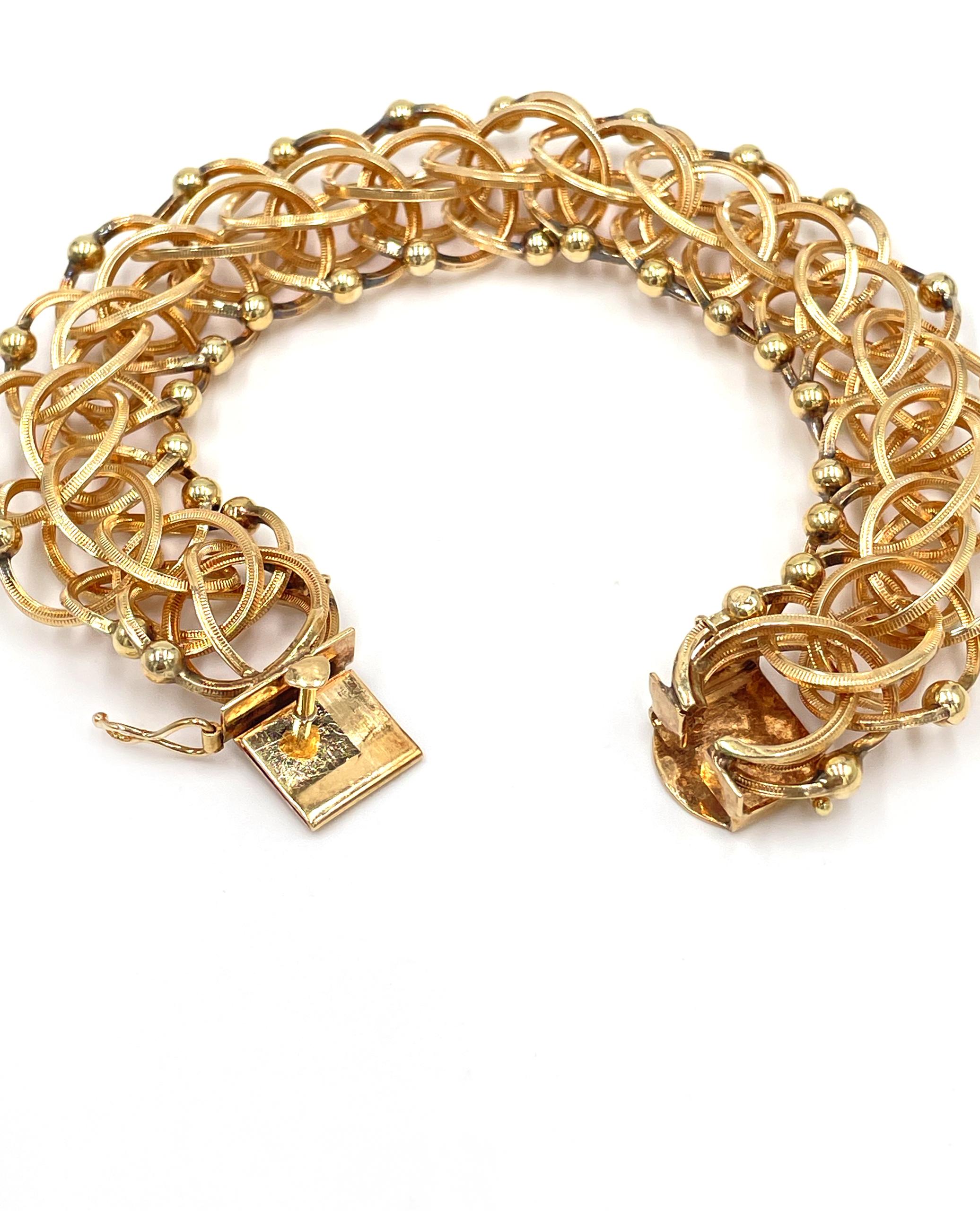 Breites Vintage 14K Gelbgold-Charm-Armband aus Vorbesitz, 1960er Jahre 1