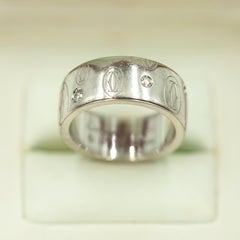 Preowned CARTIER 18K WG 5-Diamond Happy Birthday Double C logo Ring