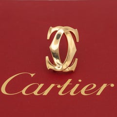 Preowned CARTIER 18k Gelbgold Double-C-Motiv Pelz-Clip-Brosche