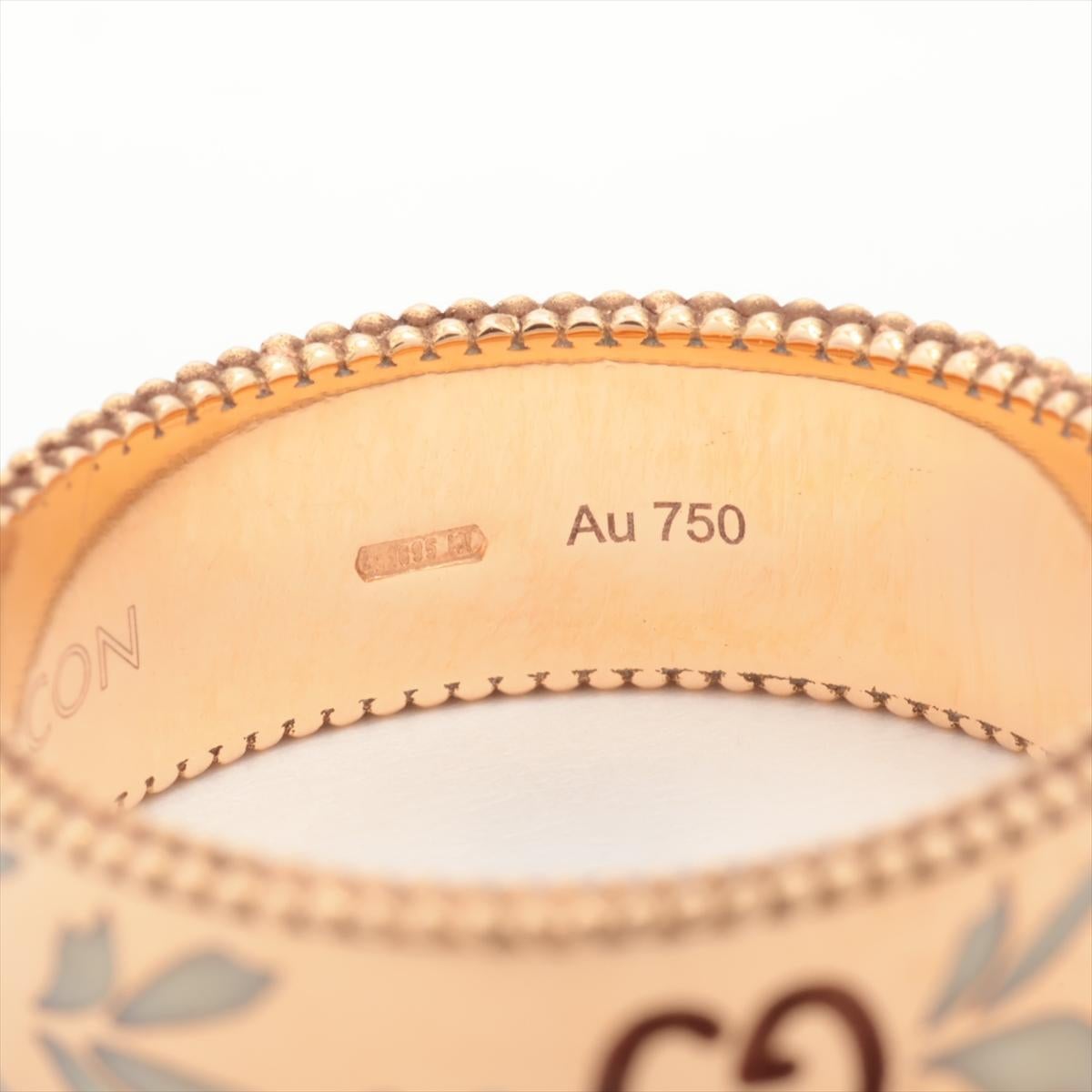 Preowned GUCCI Ring. 18k Pink Rose Gold ICON Blooms Enamel Band. In Good Condition For Sale In Port Charlotte, FL