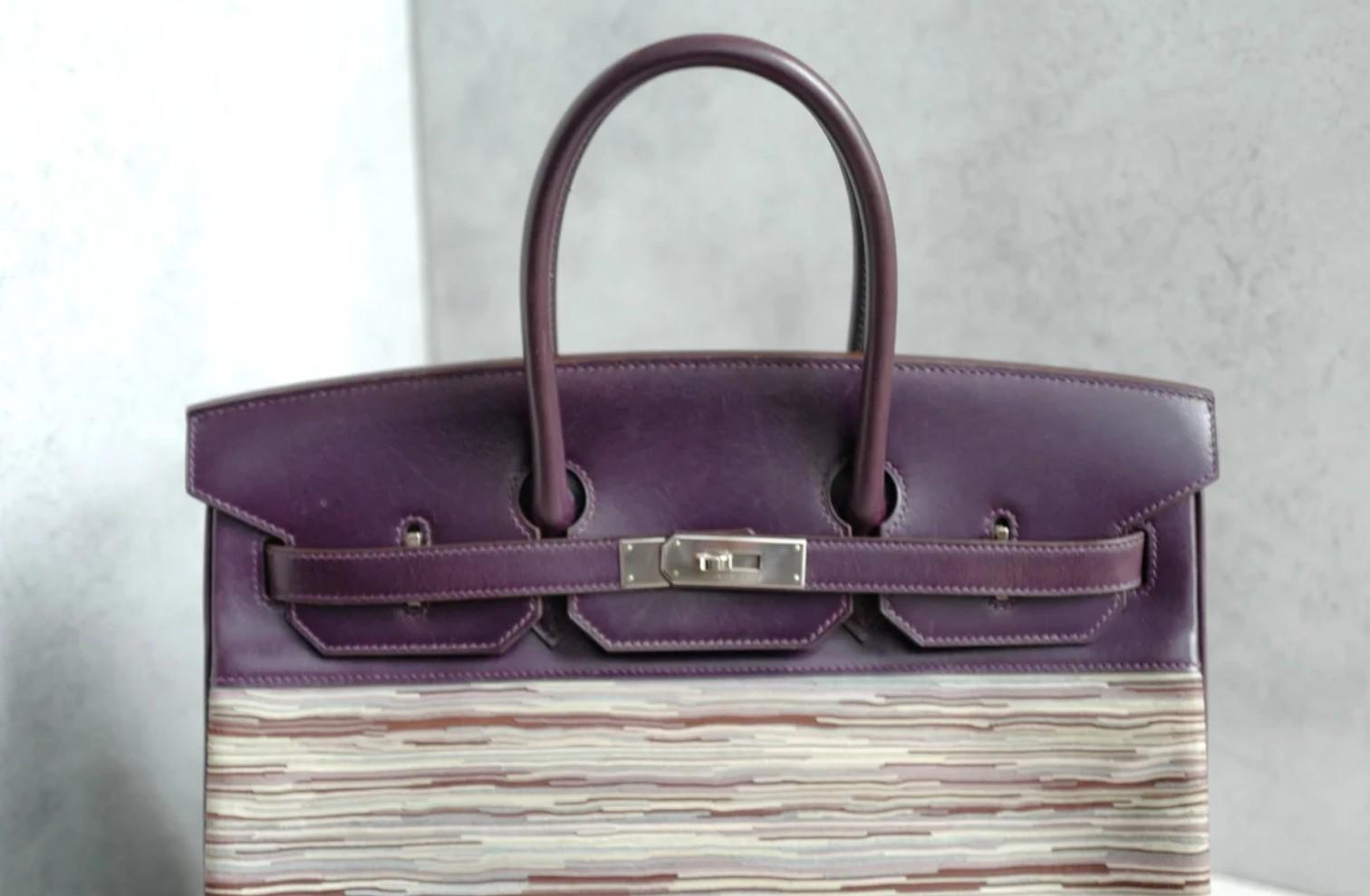 Preowned Hermes Birkin 35 Vibrato Raisin With Palladium HW Limited Edition en vente 5