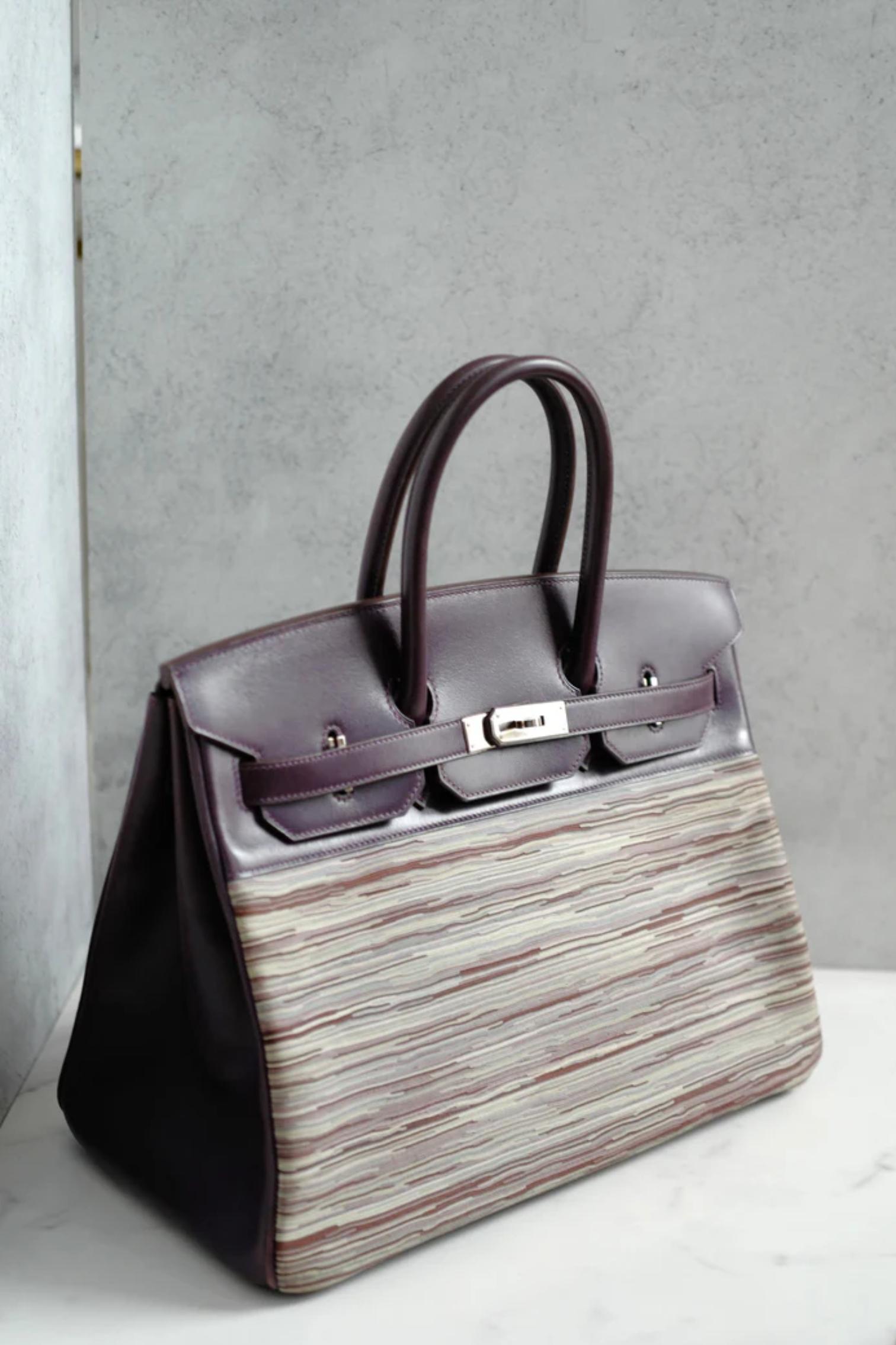 Preowned Hermes Birkin 35 Vibrato Raisin With Palladium HW Limited Edition en vente 15