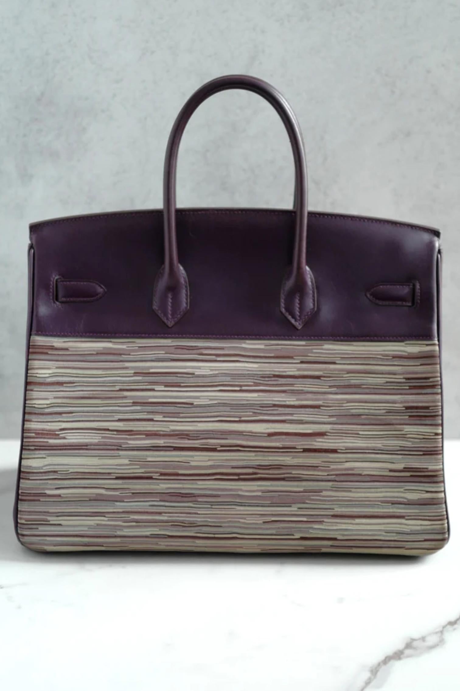 Noir Preowned Hermes Birkin 35 Vibrato Raisin With Palladium HW Limited Edition en vente