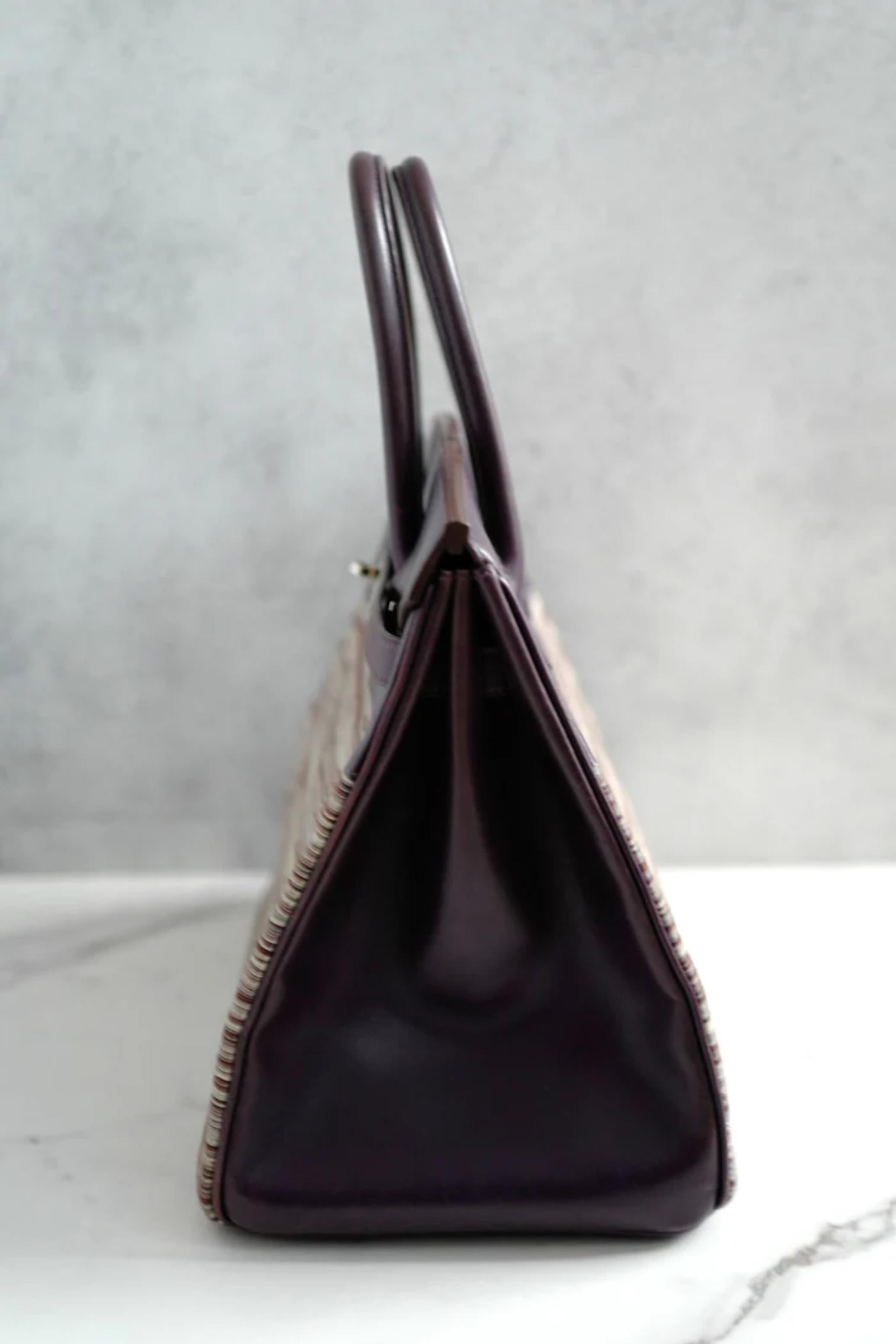 Preowned Hermes Birkin 35 Vibrato Raisin With Palladium HW Limited Edition Pour femmes en vente