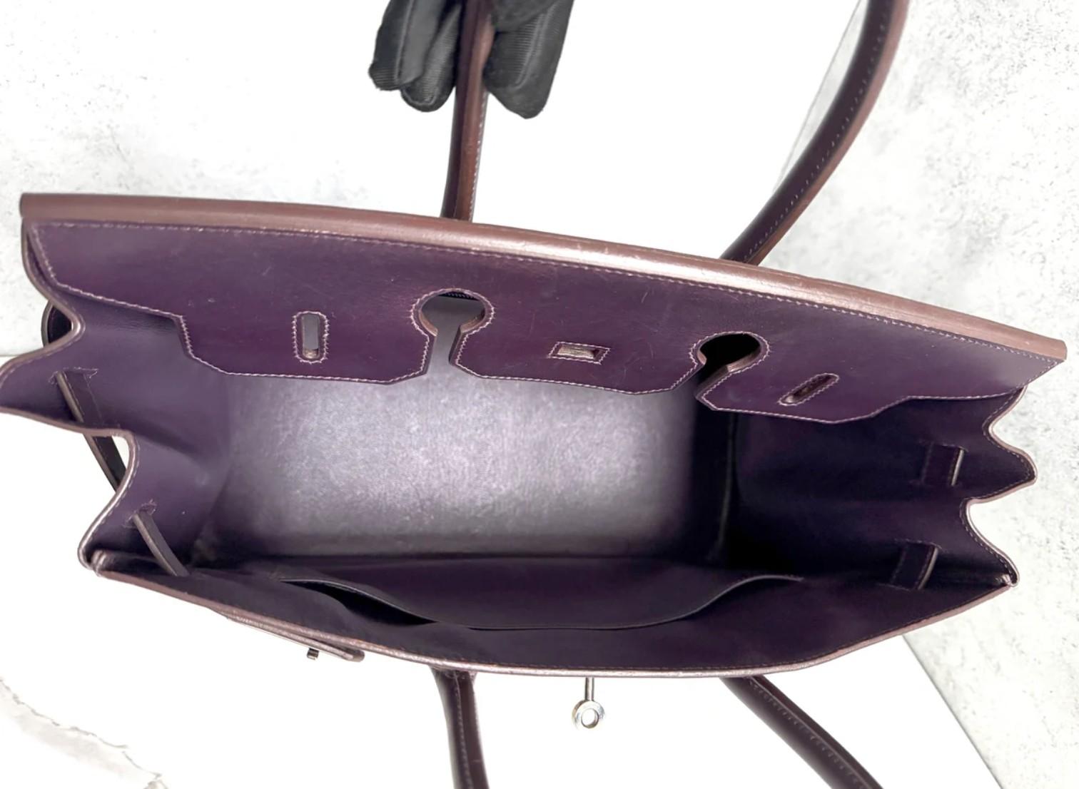 Preowned Hermes Birkin 35 Vibrato Raisin With Palladium HW Limited Edition en vente 3