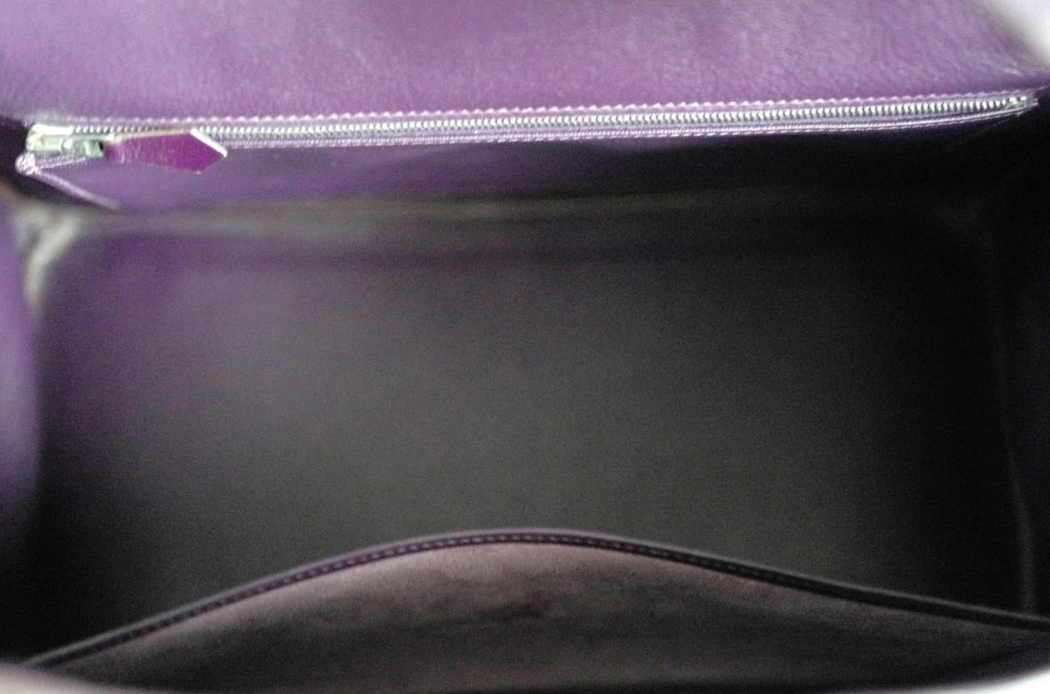 Preowned Hermes Birkin 35 Vibrato Raisin With Palladium HW Limited Edition en vente 4