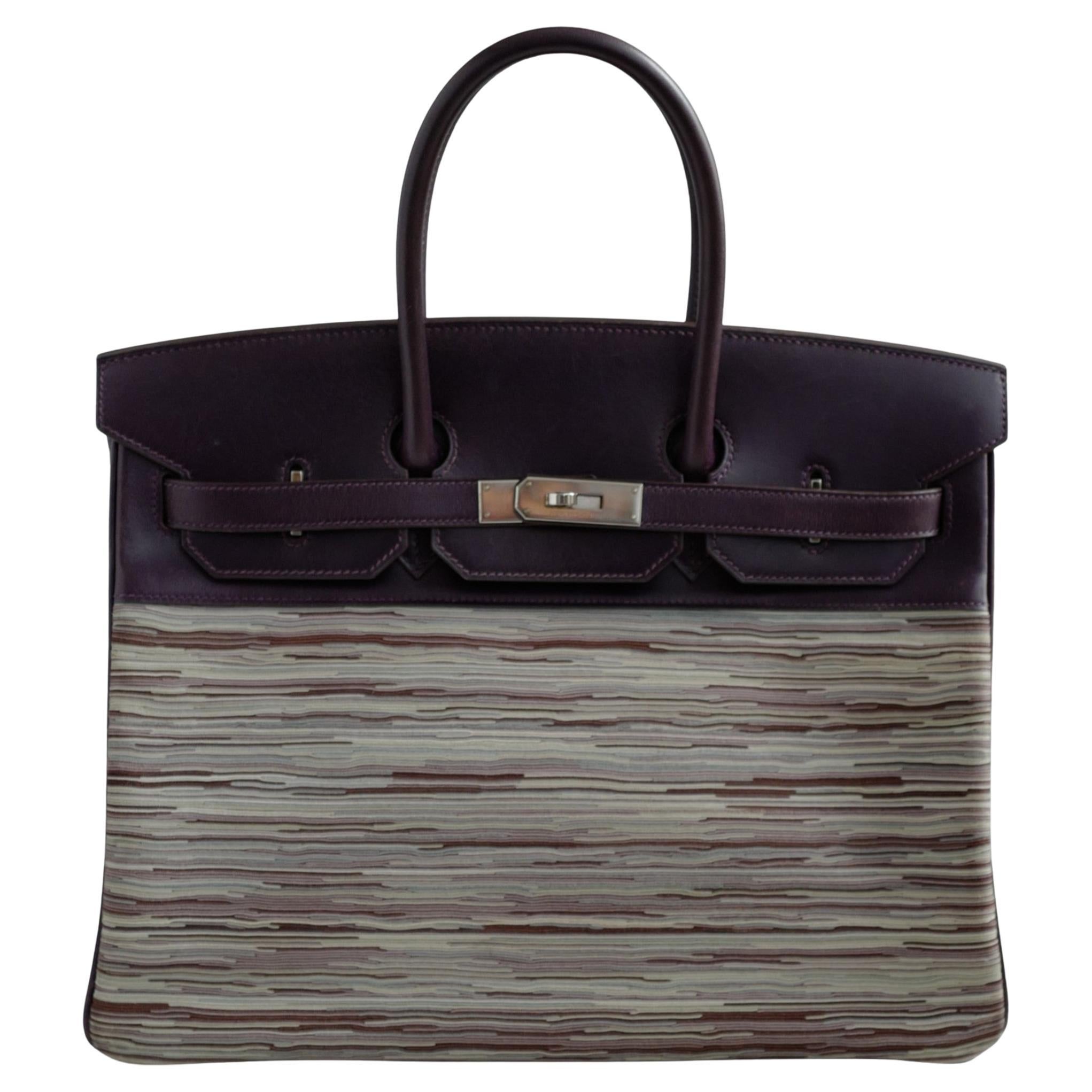 Preowned Hermes Birkin 35 Vibrato Raisin With Palladium HW Limited Edition