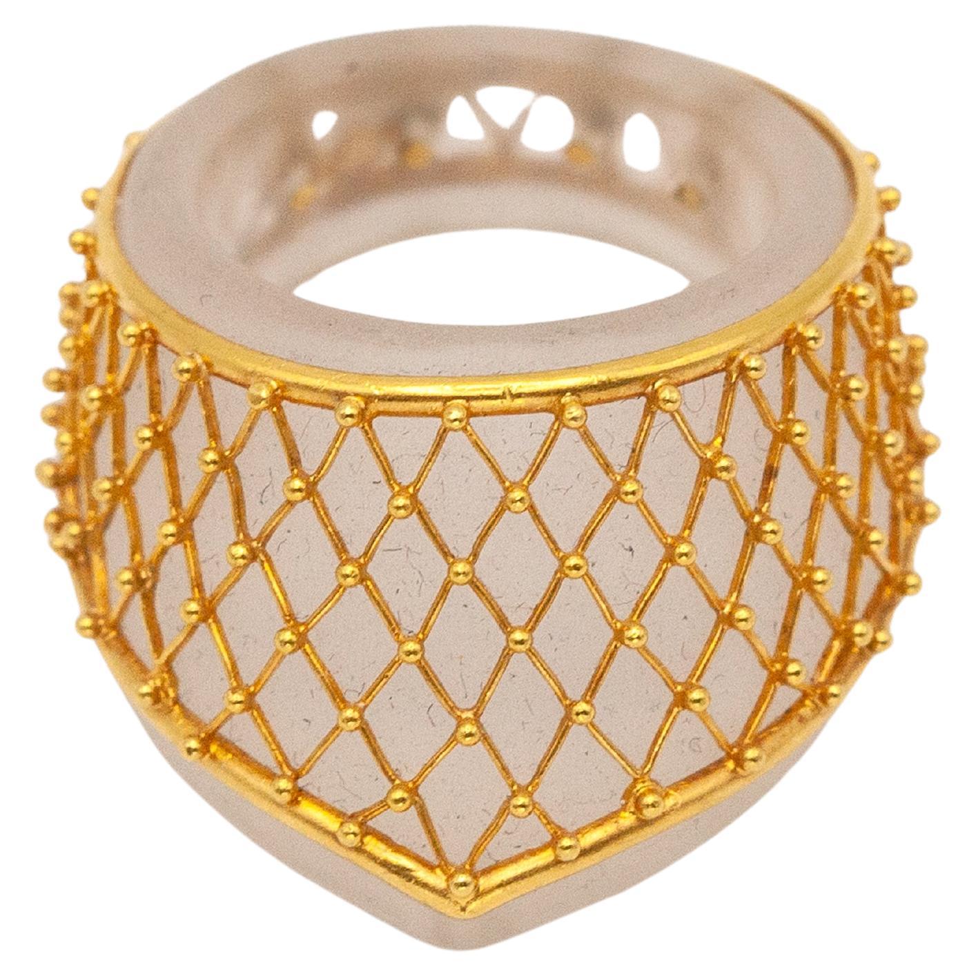 Gebraucht Ilias Lalaounis 18K Gelbgold Mesh Bergkristall Ring