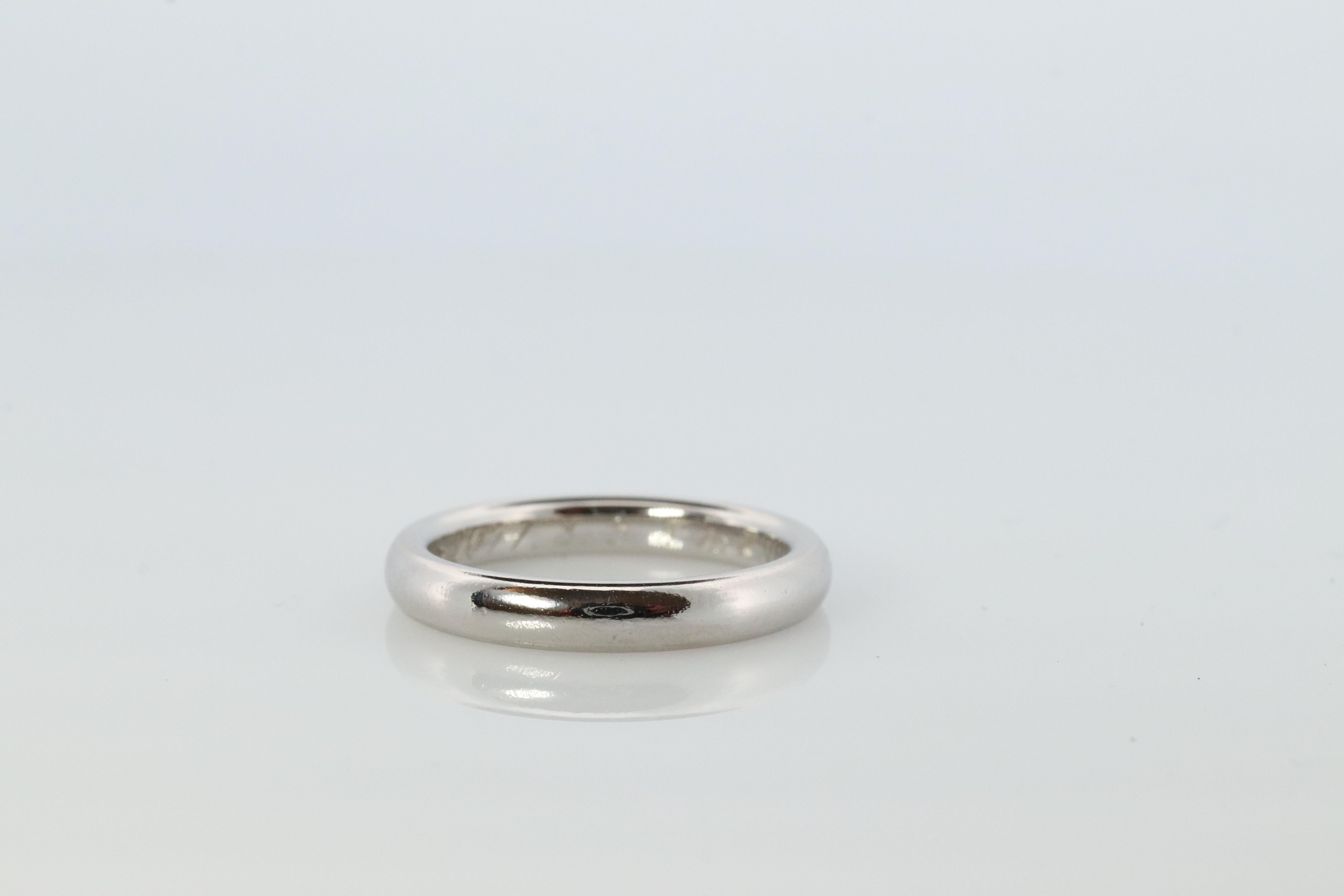 Modern Preowned Van Cleef Arpels band. Genuine VCA PT950 Platinum Signature ring.