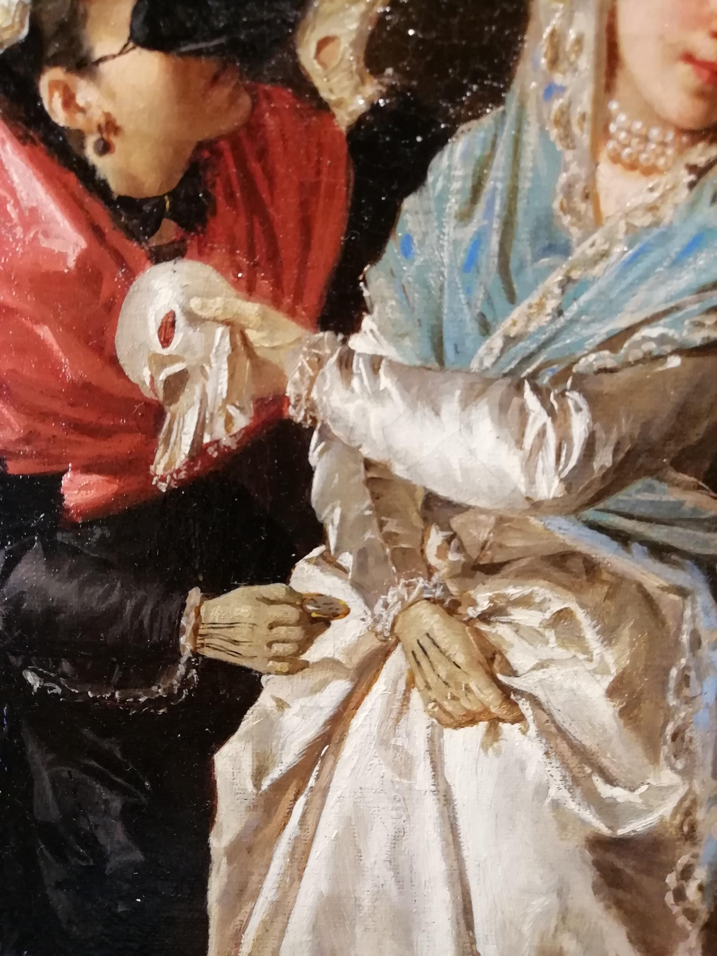Preparations for Masquerade Ball, Giuliano Zasso, 19 Century, Italian Painting In Good Condition For Sale In Rome, Italy