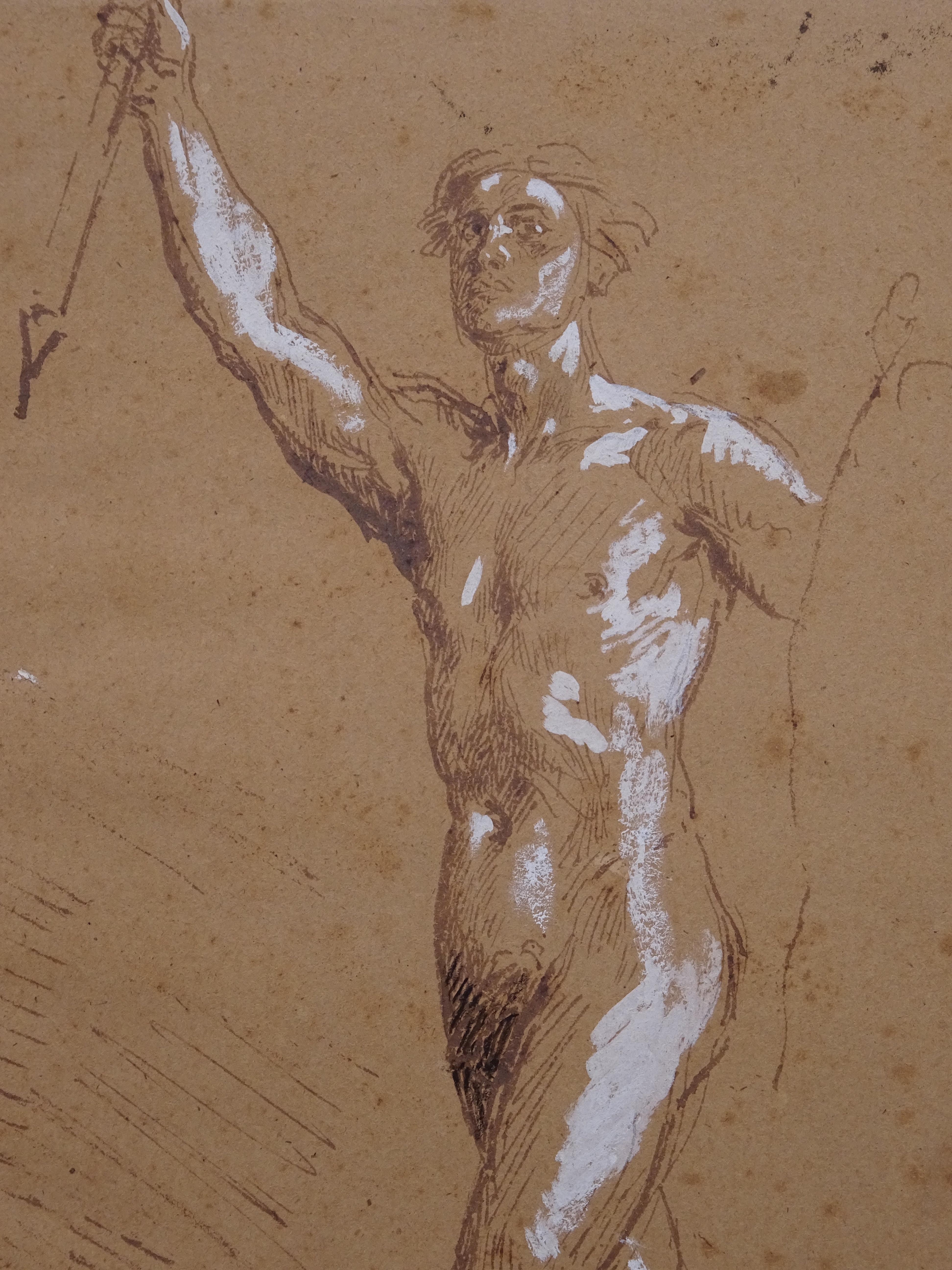 Vorbereitende Zeichnung Bleistift auf Papier von Théodore Chassériau, ca. 1850 (Mittleres 19. Jahrhundert) im Angebot