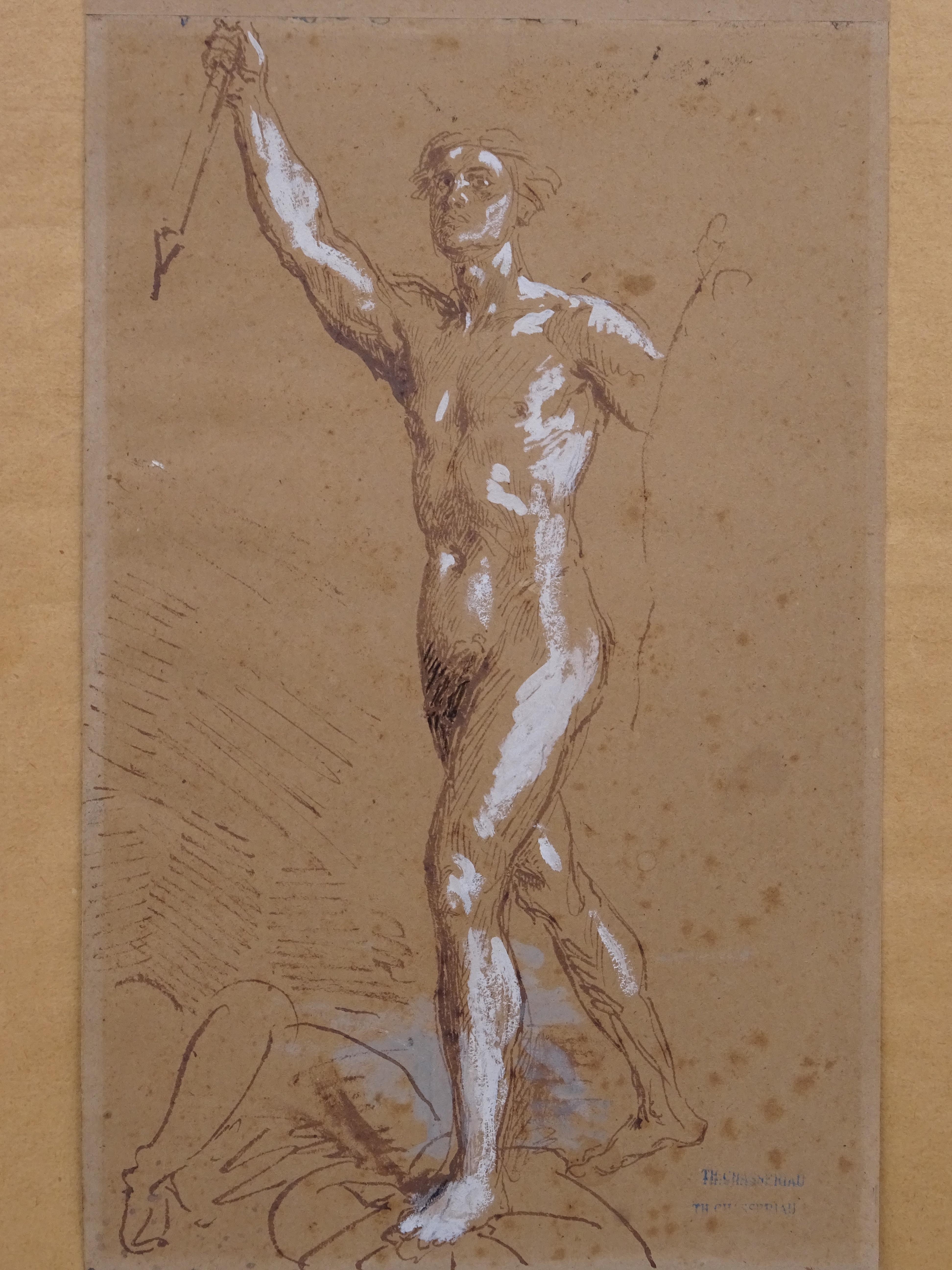 Preparatory Drawing Pencil on Paper by Théodore Chassériau, Ca. 1850 For Sale 1