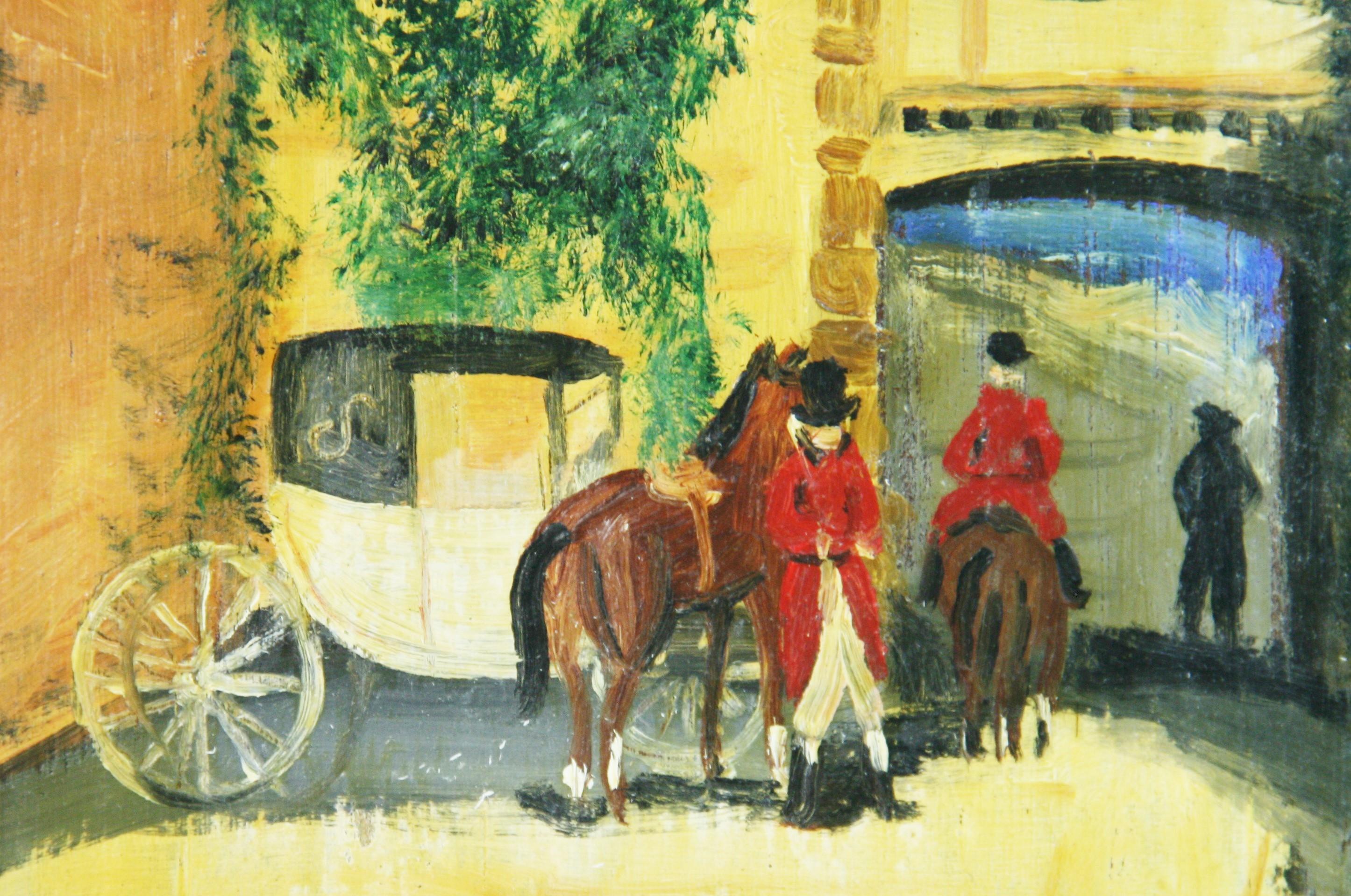 Préparation à la chasse au renard anglais Peinture à l'huile en vente 1