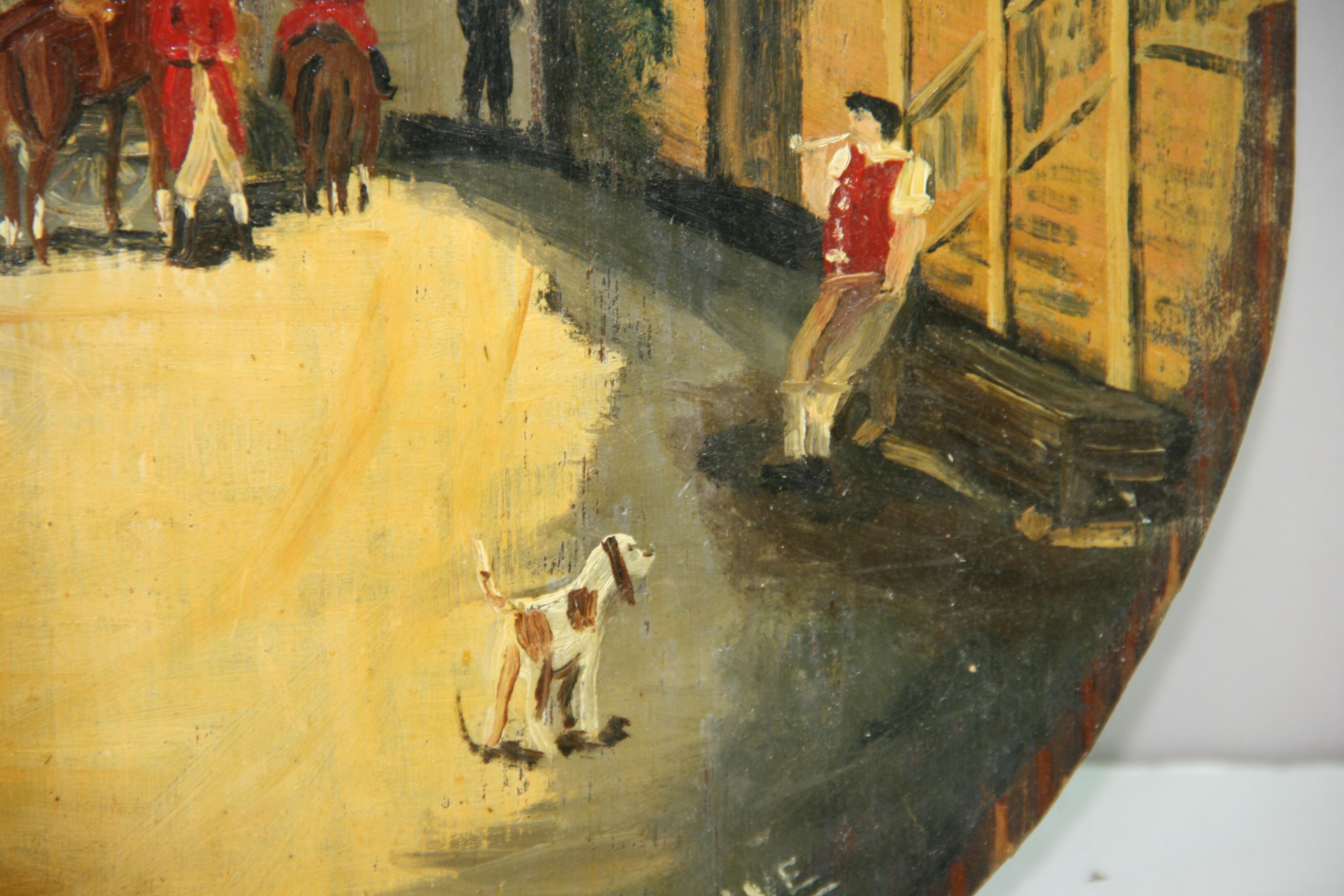 Préparation à la chasse au renard anglais Peinture à l'huile en vente 2