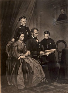 "Pres. Lincoln And Family" Engraving by A. B. Walter, after Francis Schell, 1865