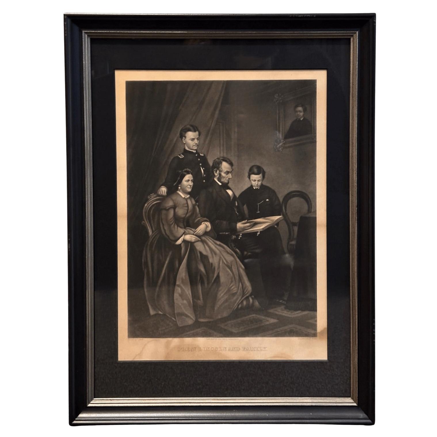 "Pres. Lincoln And Family" Engraving by A. B. Walter, after Francis Schell, 1865